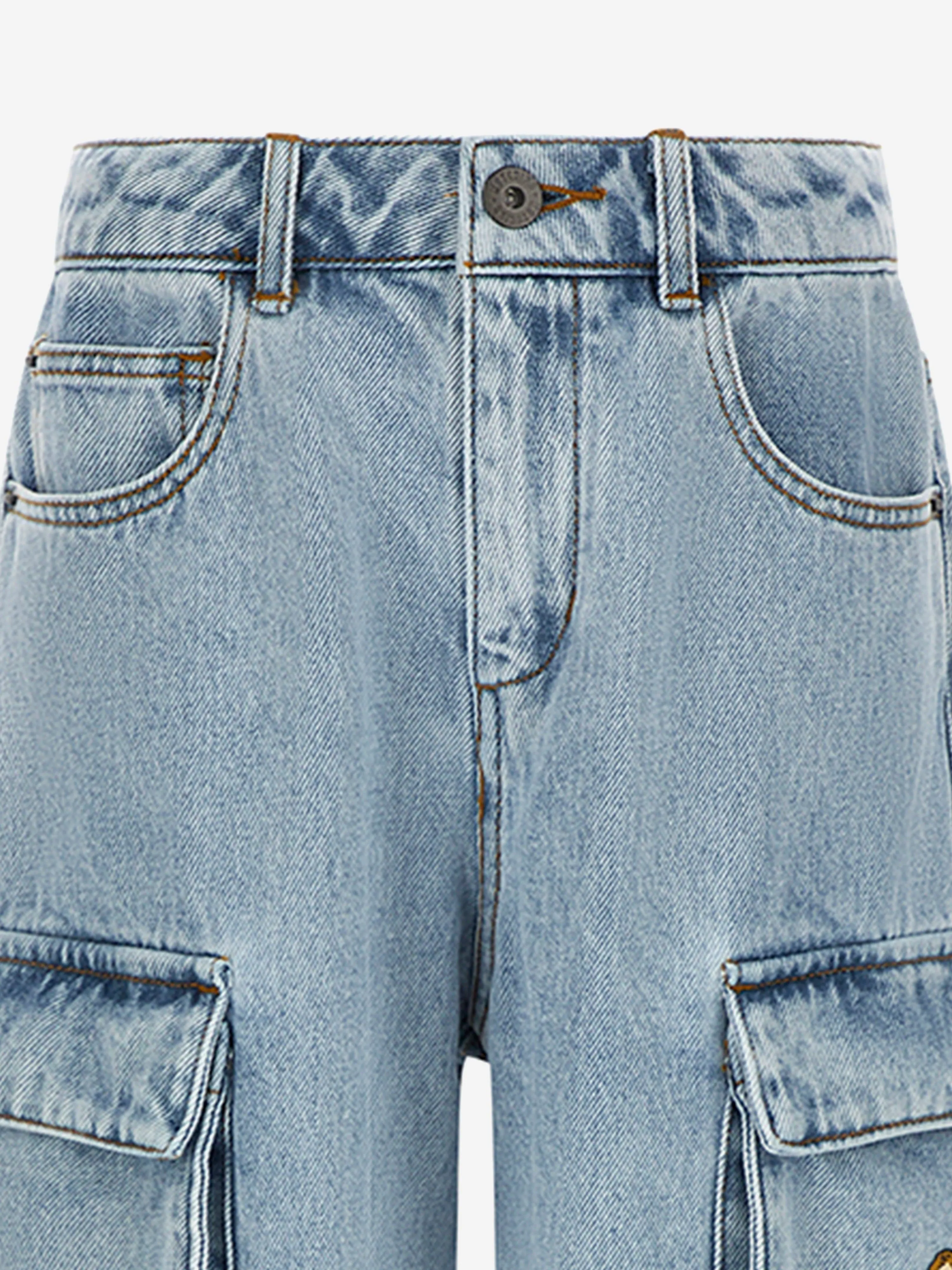Blaue Denim Teddy Cargo Shorts für Jungen