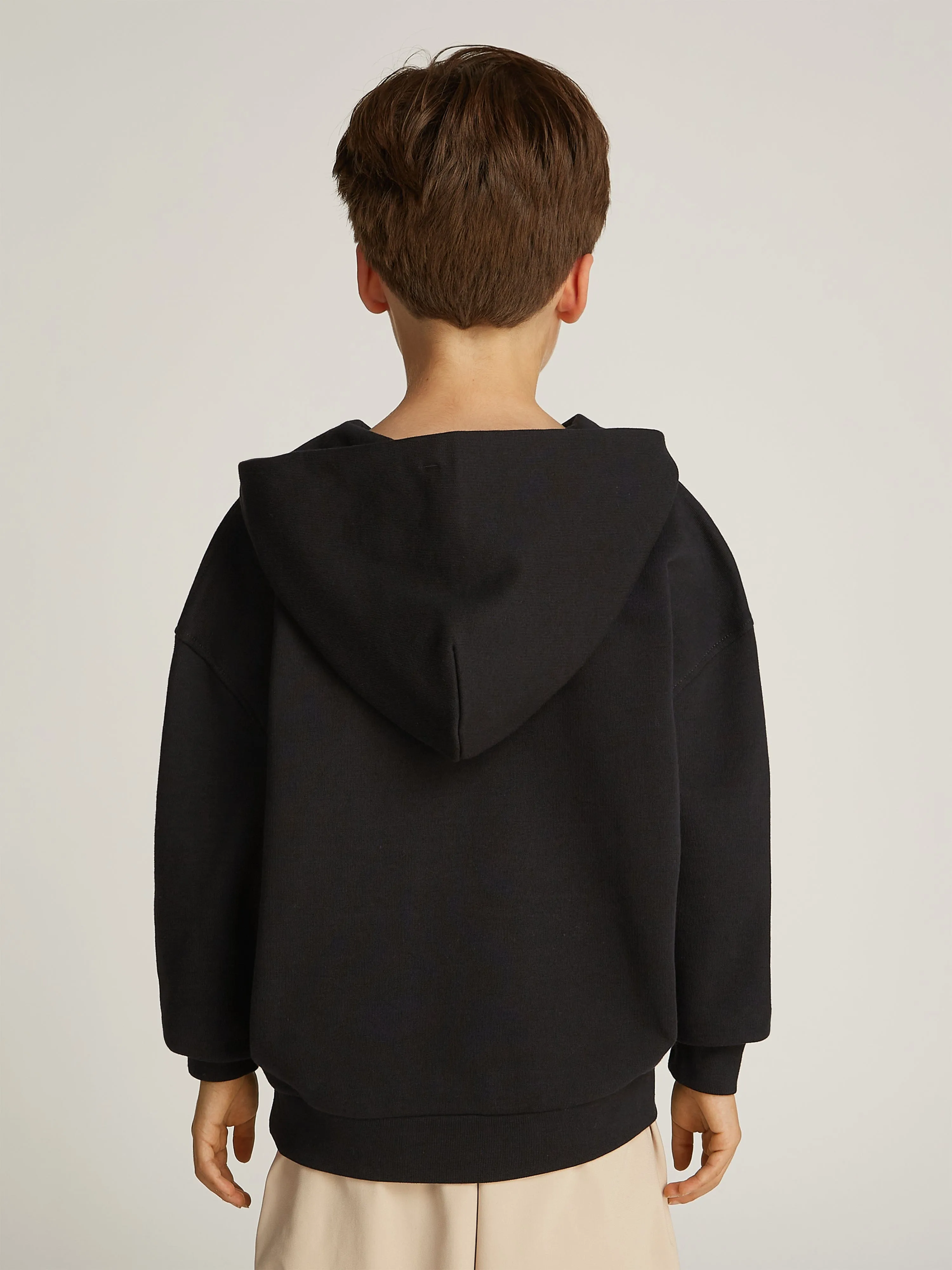 Jungen besticktes Logo Hoodie in Schwarz