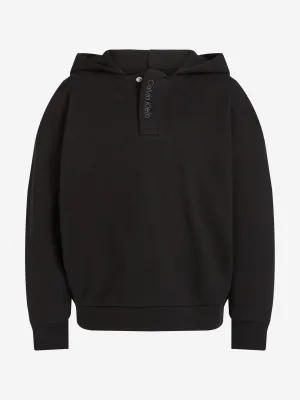 Jungen besticktes Logo Hoodie in Schwarz