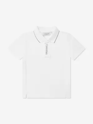 Jungen Polohemd mit besticktem Logo in Weiß