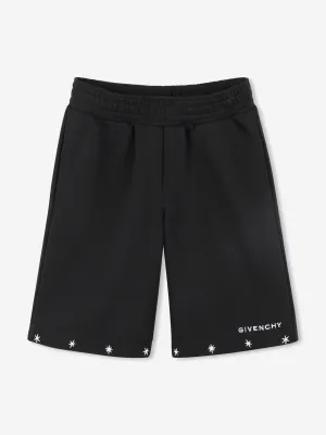 Jungen bestickte Logo Shorts in Schwarz