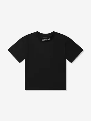 Jungen T-Shirt mit besticktem Logo in Schwarz