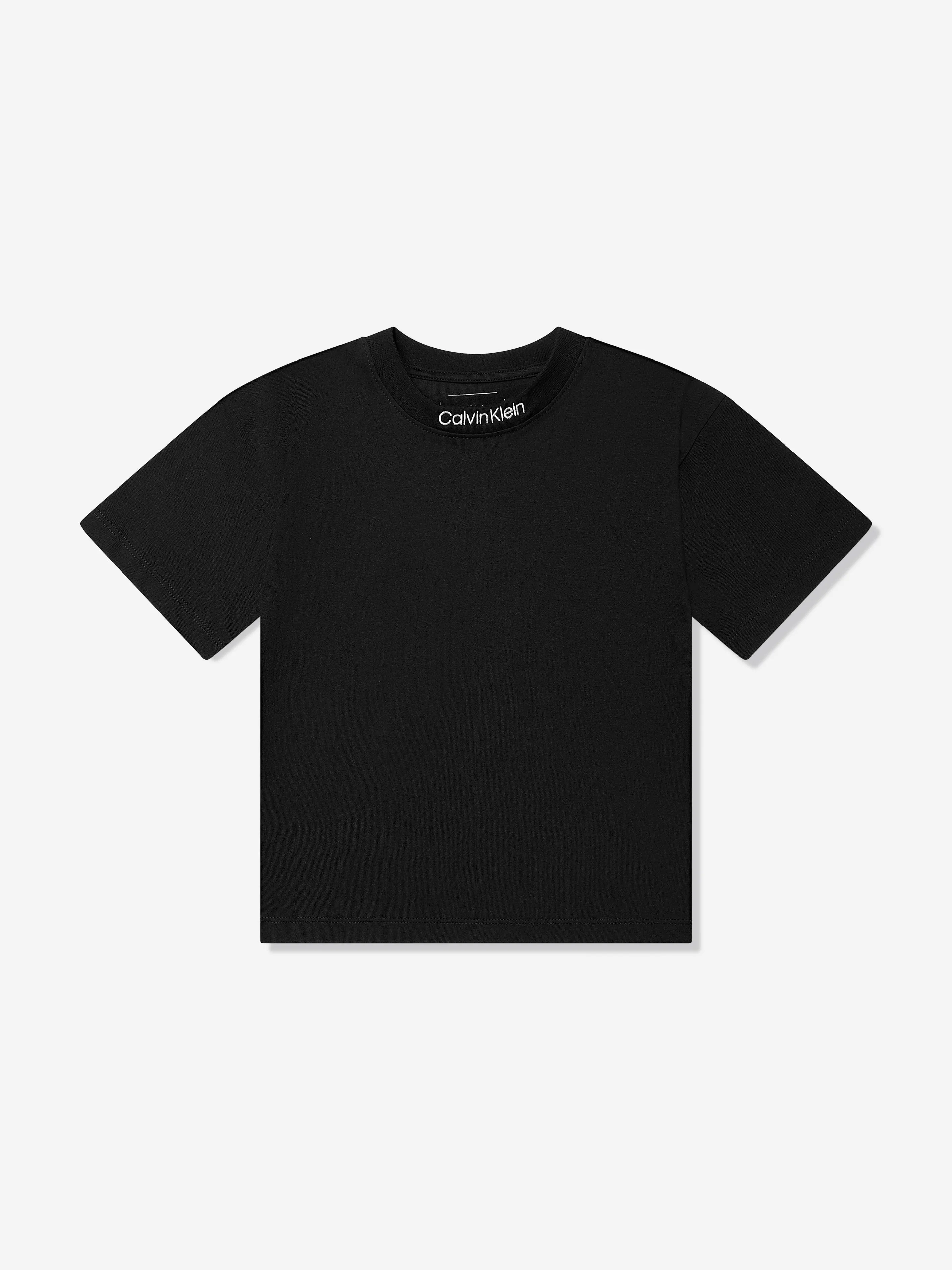 Jungen T-Shirt mit besticktem Logo in Schwarz