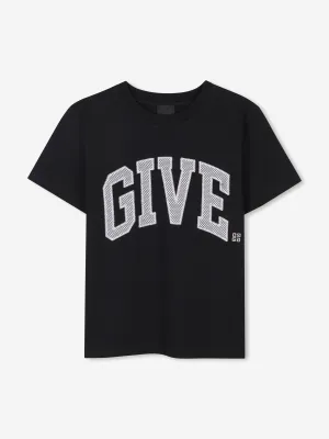 Jungen T-Shirt mit besticktem Logo in Schwarz