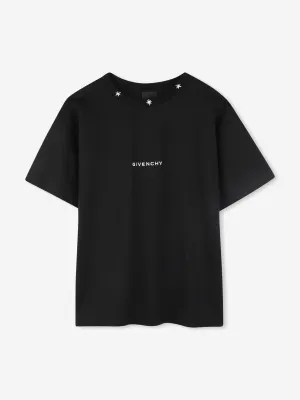Jungen T-Shirt mit besticktem Logo in Schwarz