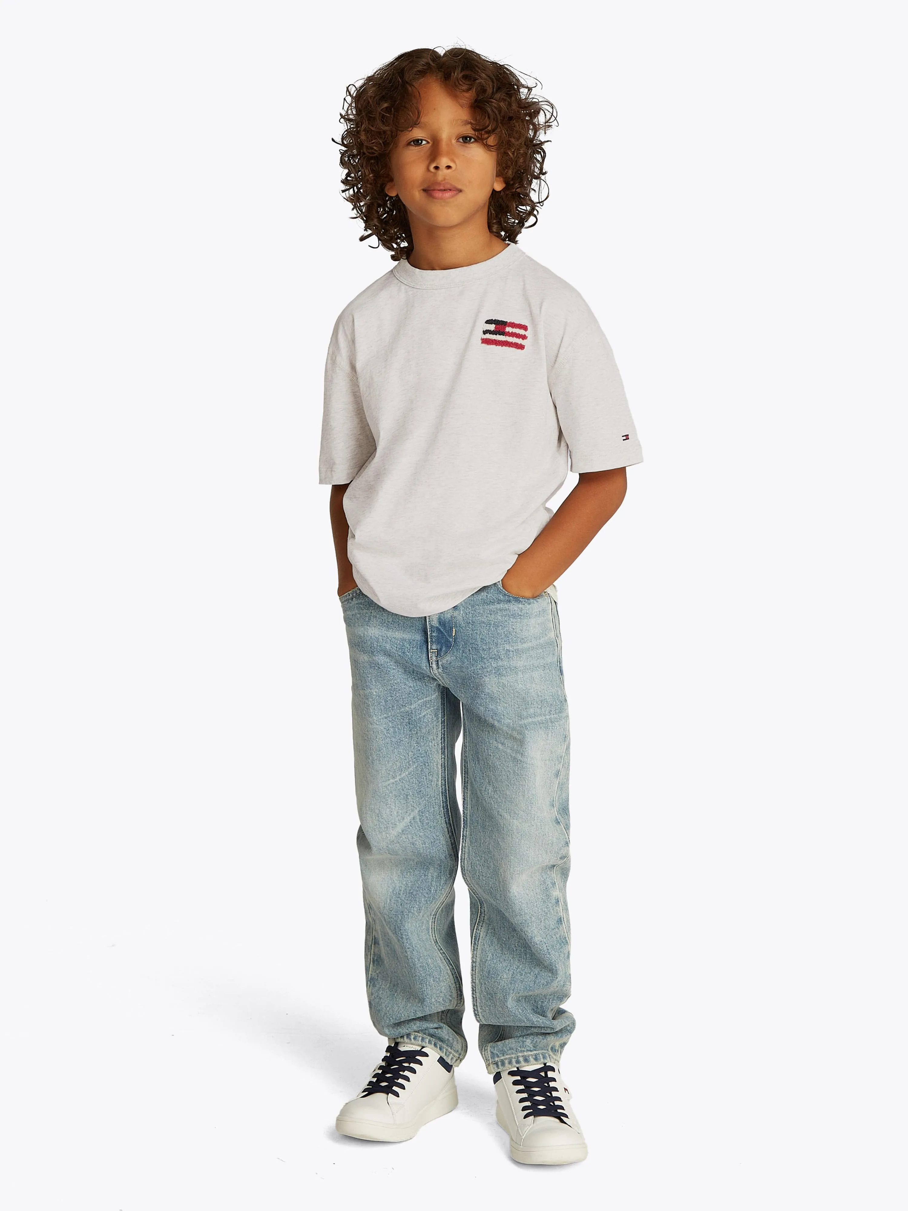 Boys Hilfiger Flag Besticktes T-Shirt in Grau
