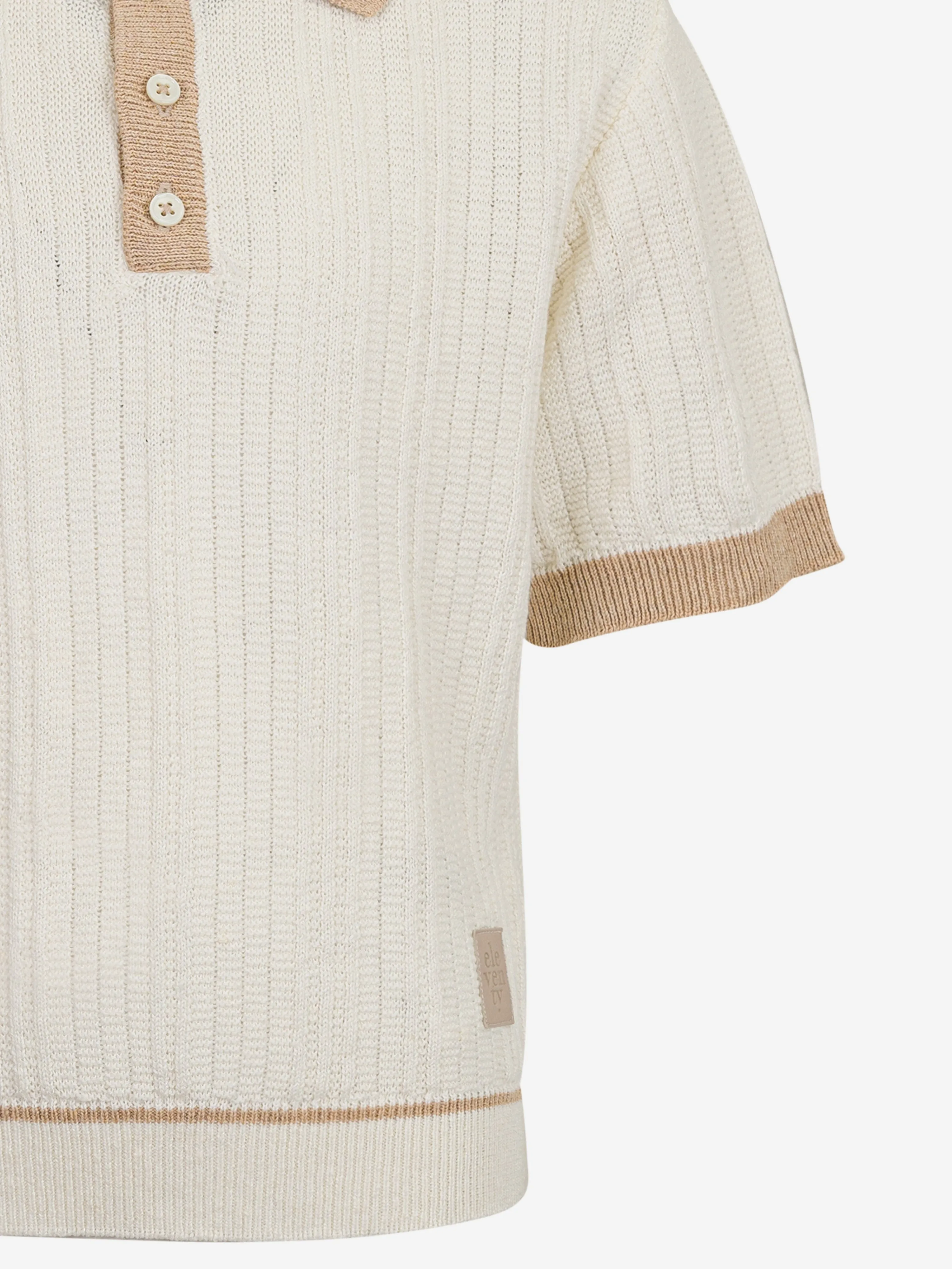 Jungen Leinen Gestricktes Polohemd in Elfenbein