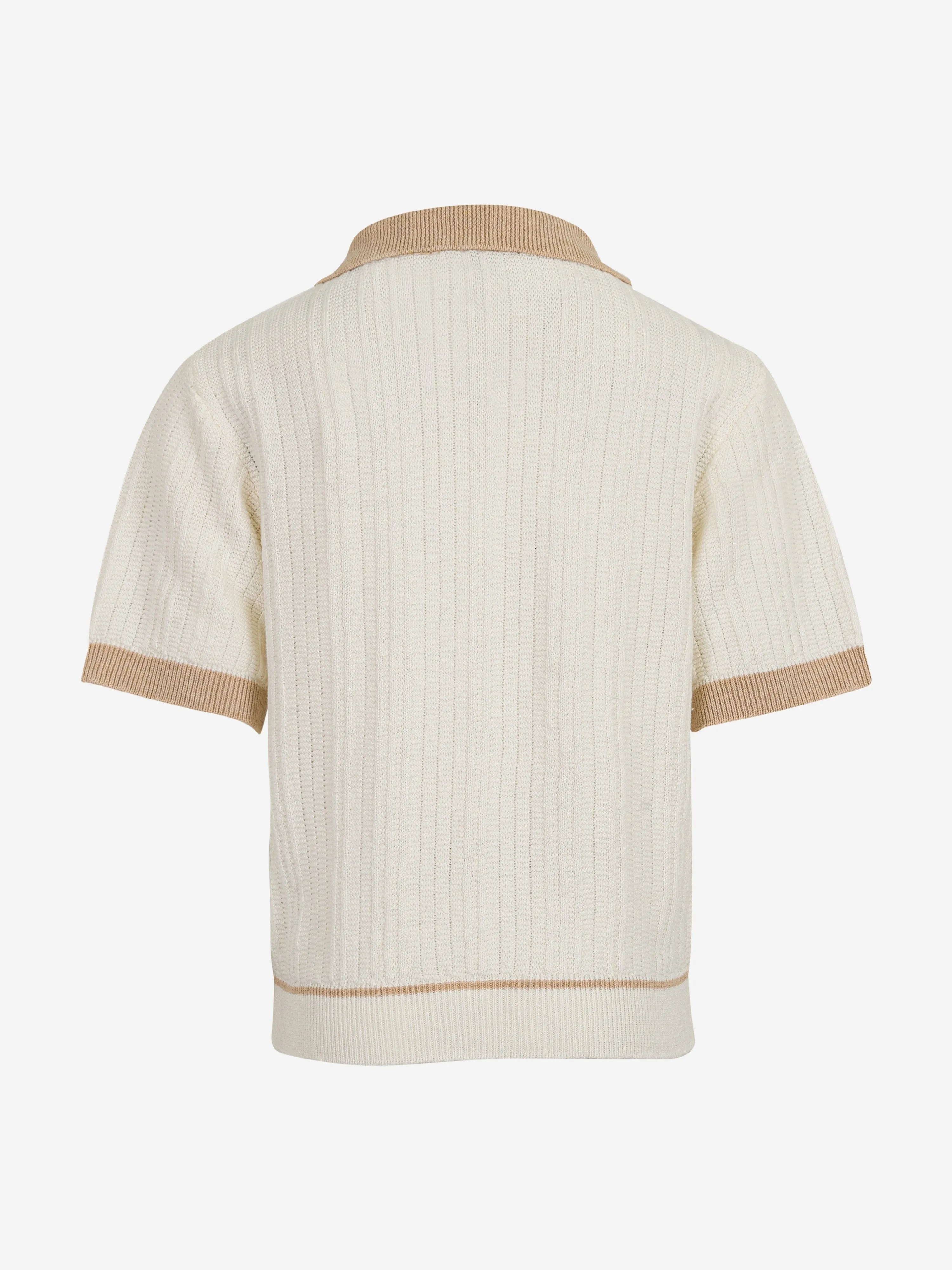 Jungen Leinen Gestricktes Polohemd in Elfenbein