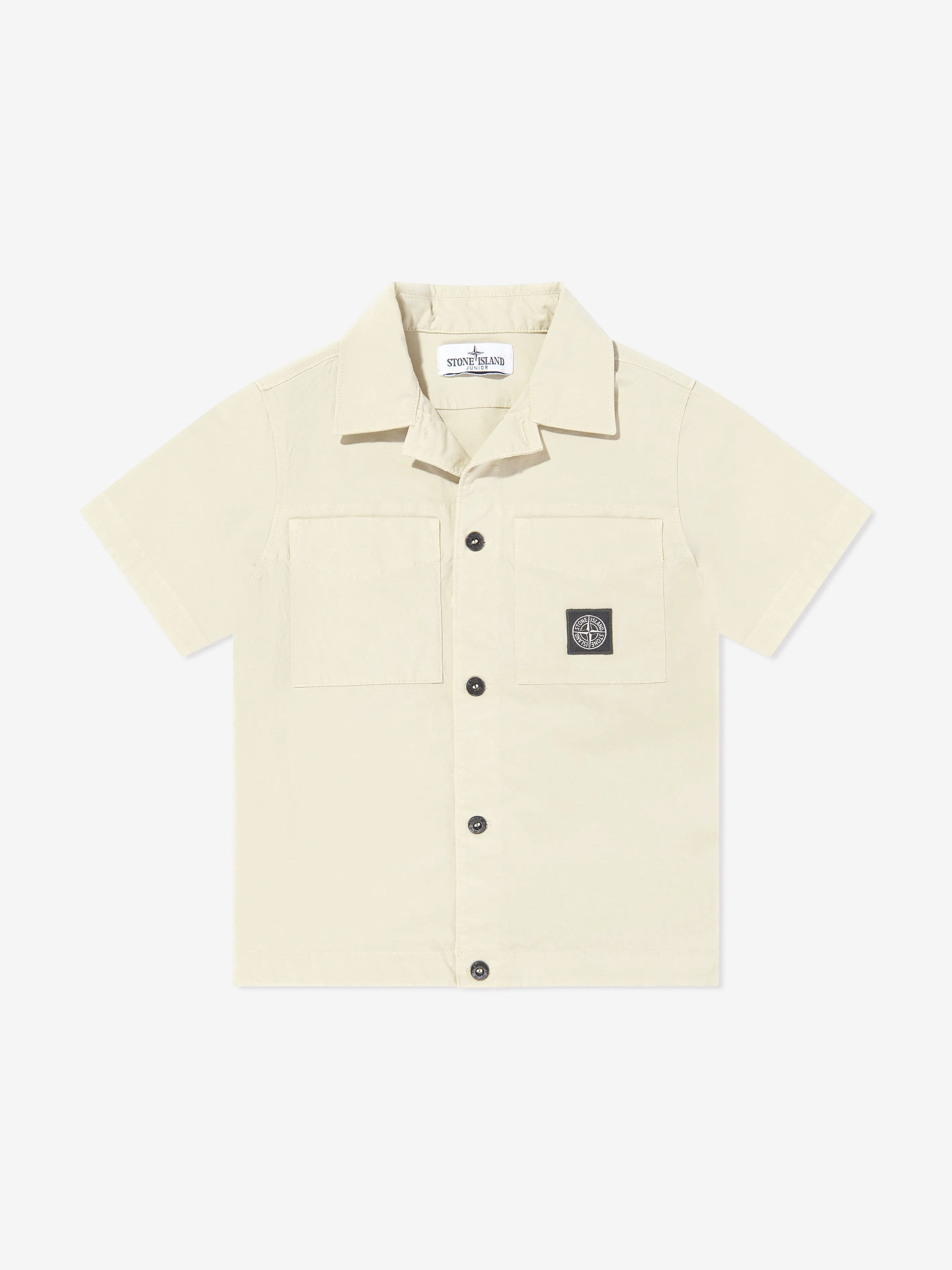Jungen Logo Taschenhemd in Beige