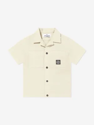 Jungen Logo Taschenhemd in Beige