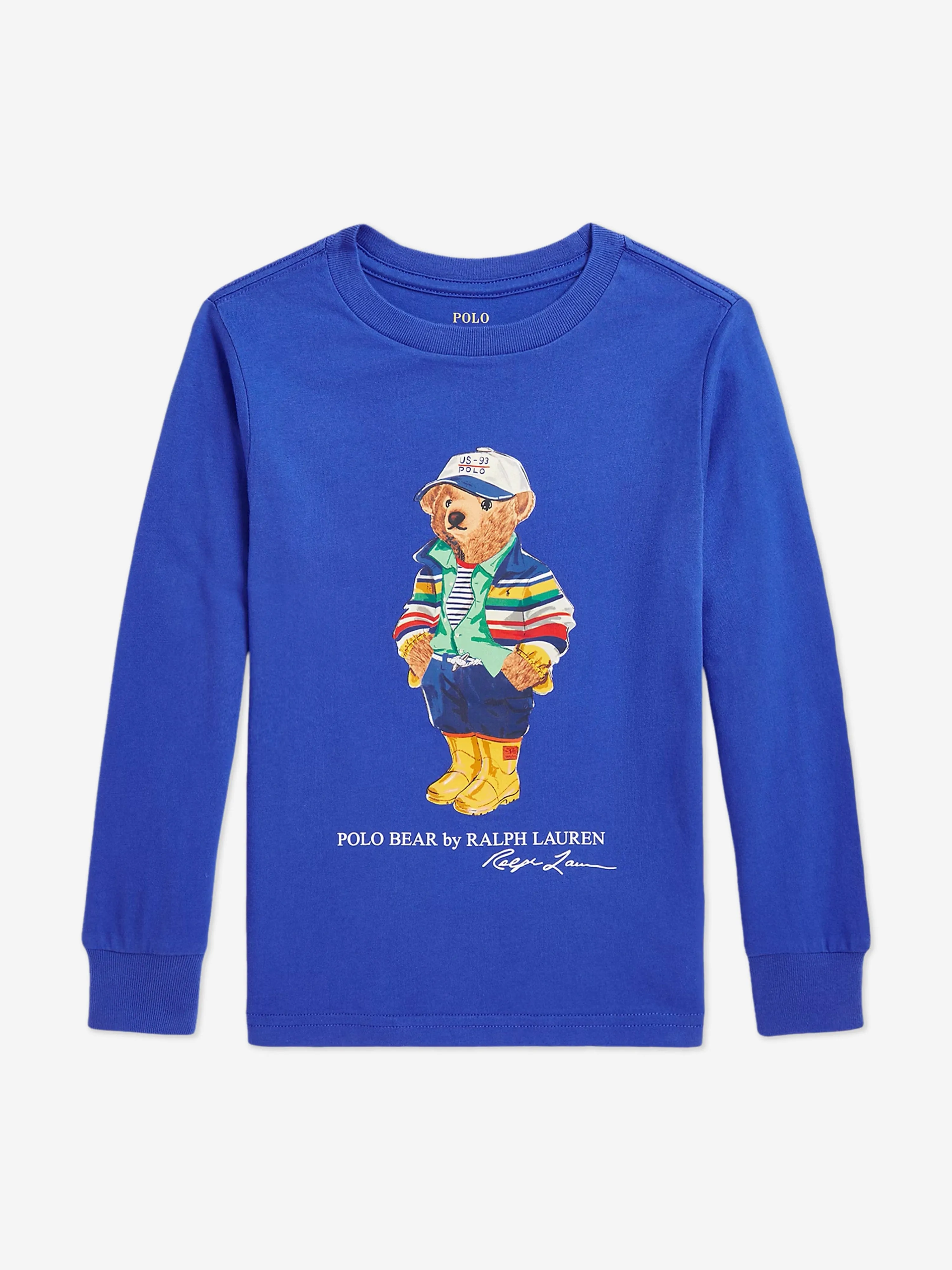 Jungen Langarm Polo Bär T-Shirt in Blau