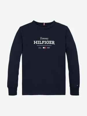 Jungen Monotype 1985 Langarm T-Shirt in Marineblau