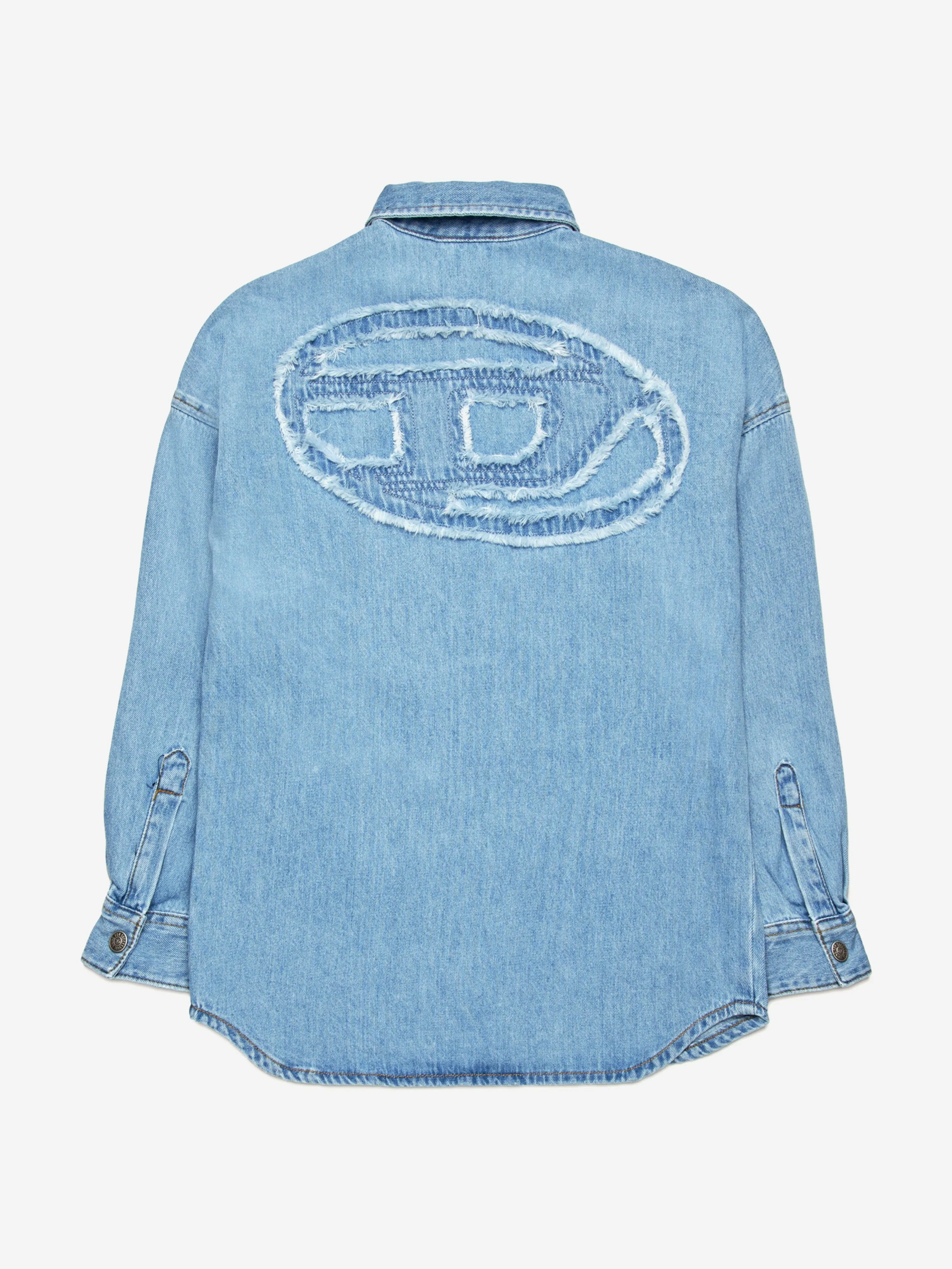 Jungen Oval D Rücken Logo Denimhemd in Blau