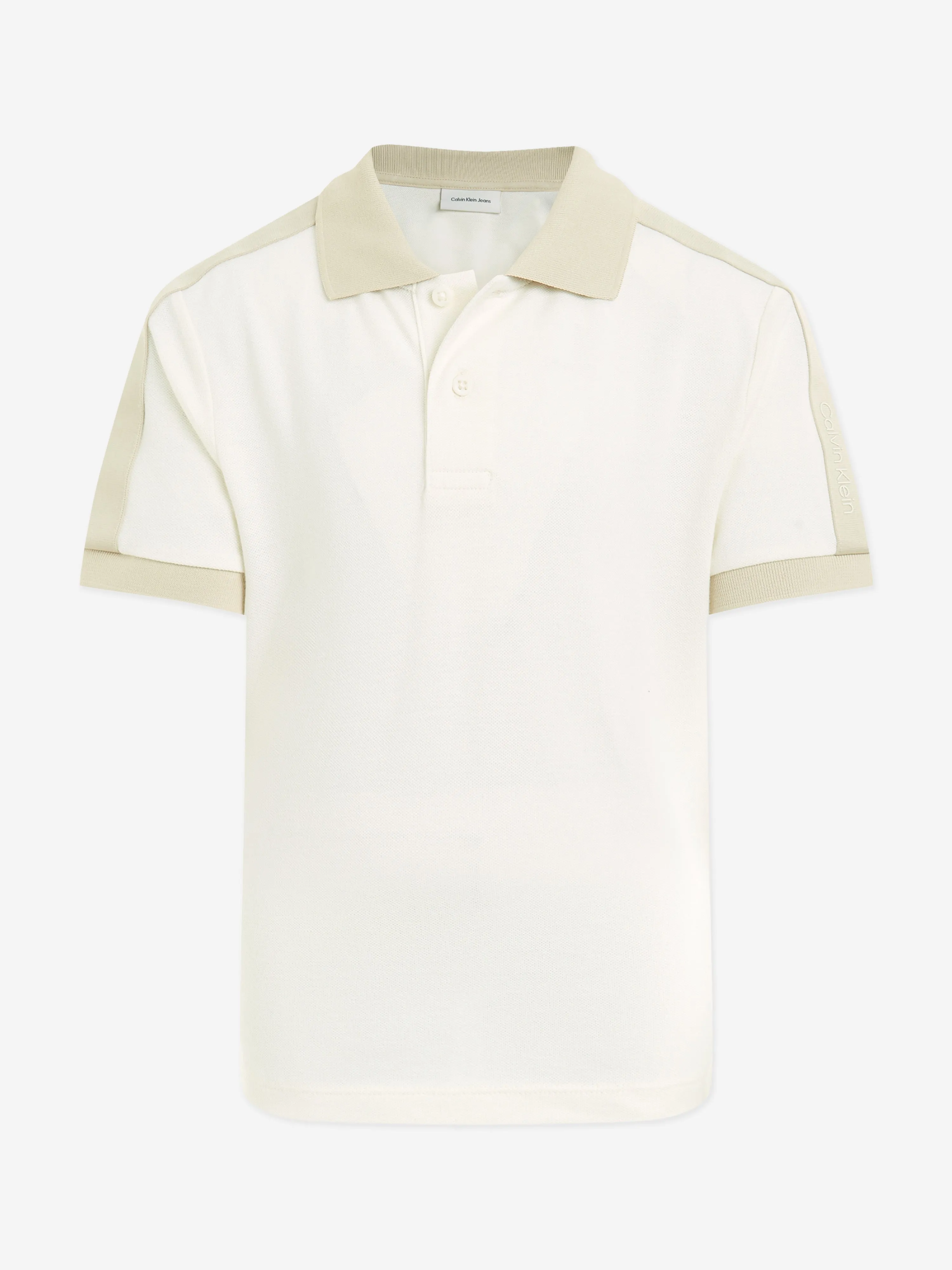 Jungen Piqué-Streifen-Polohemd in Beige