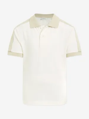 Jungen Piqué-Streifen-Polohemd in Beige