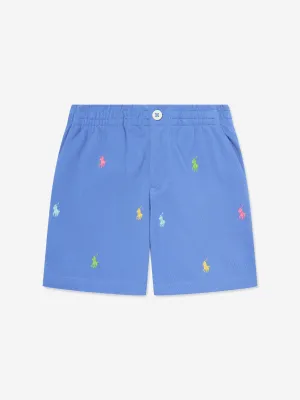 Boys Prepster Logo Shorts in Blau