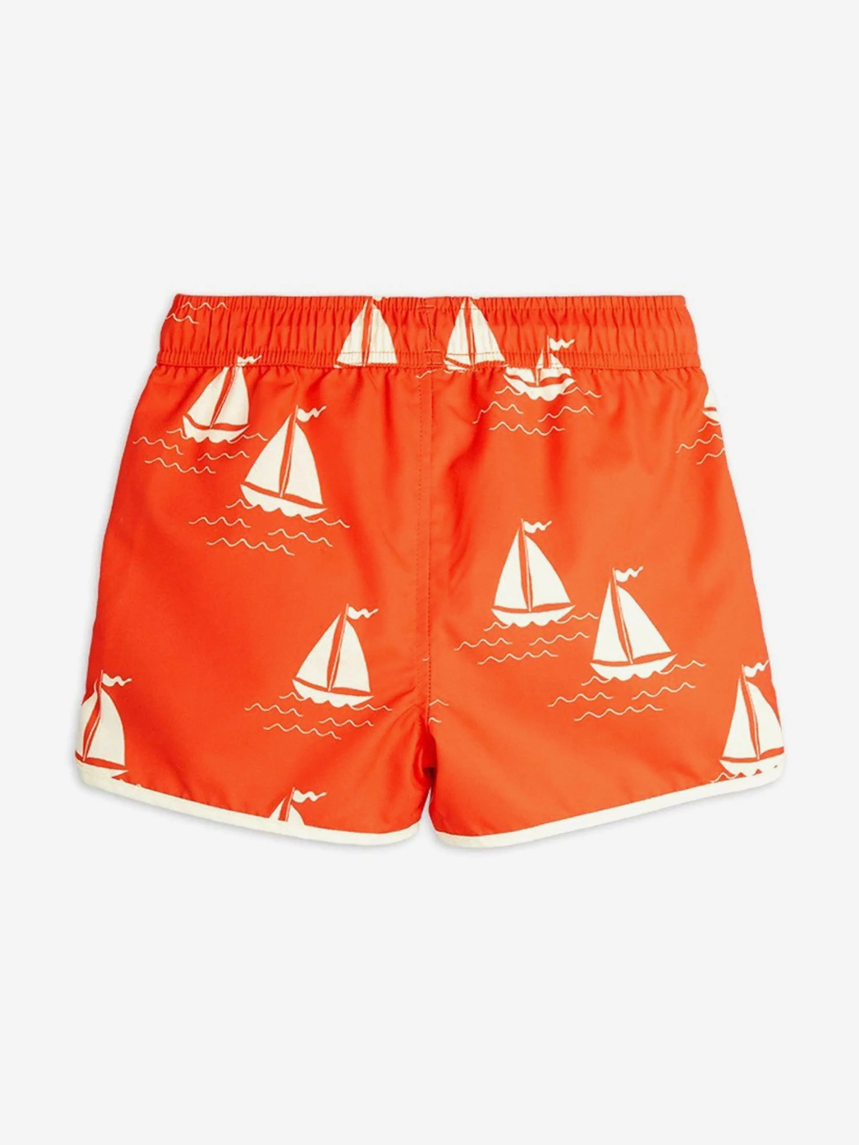 Jungen Segelboote AOP Badeshorts in Orange