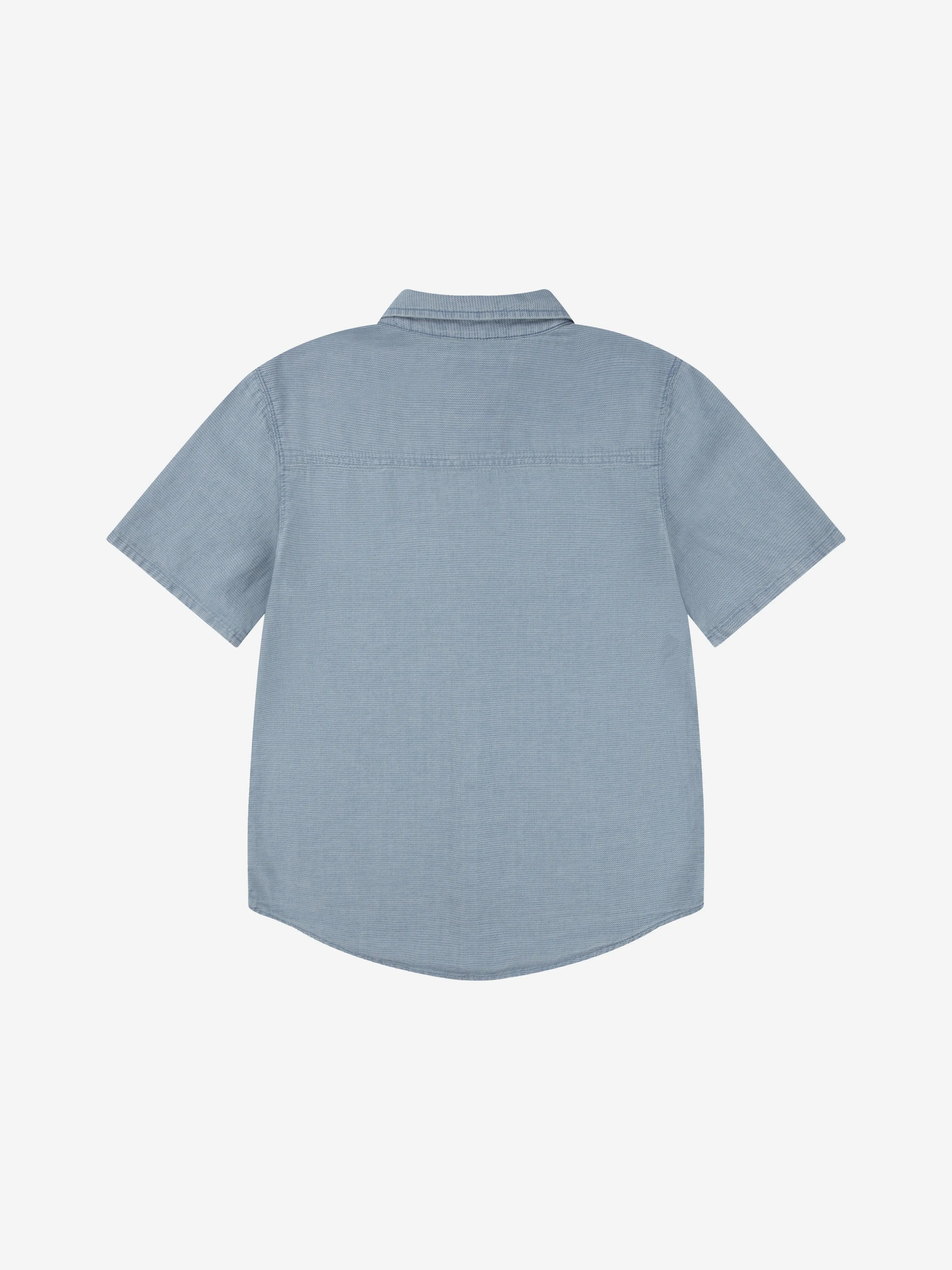 Jungen Kurzarm-Hemd aus Webstoff in Blau