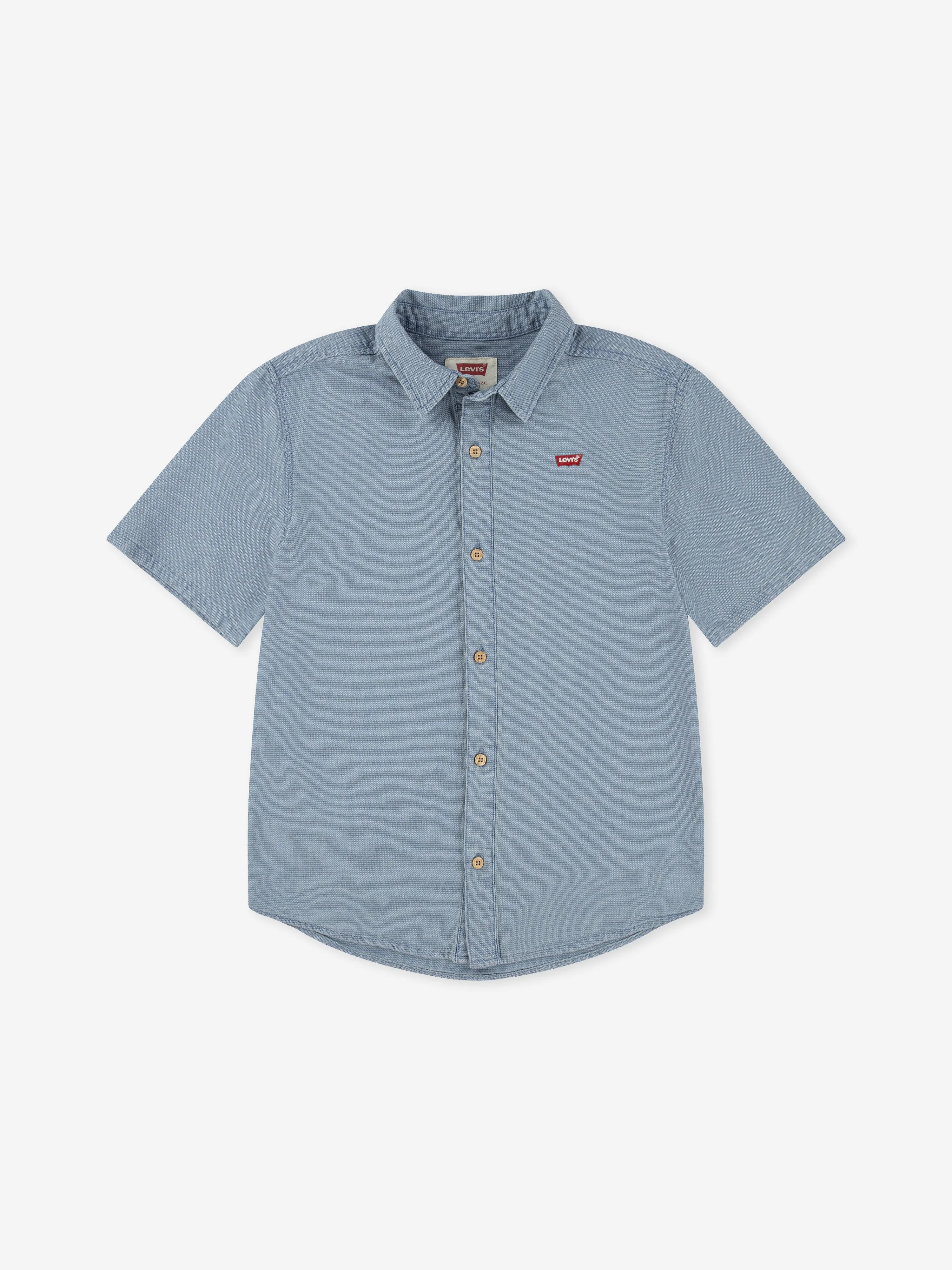 Jungen Kurzarm-Hemd aus Webstoff in Blau