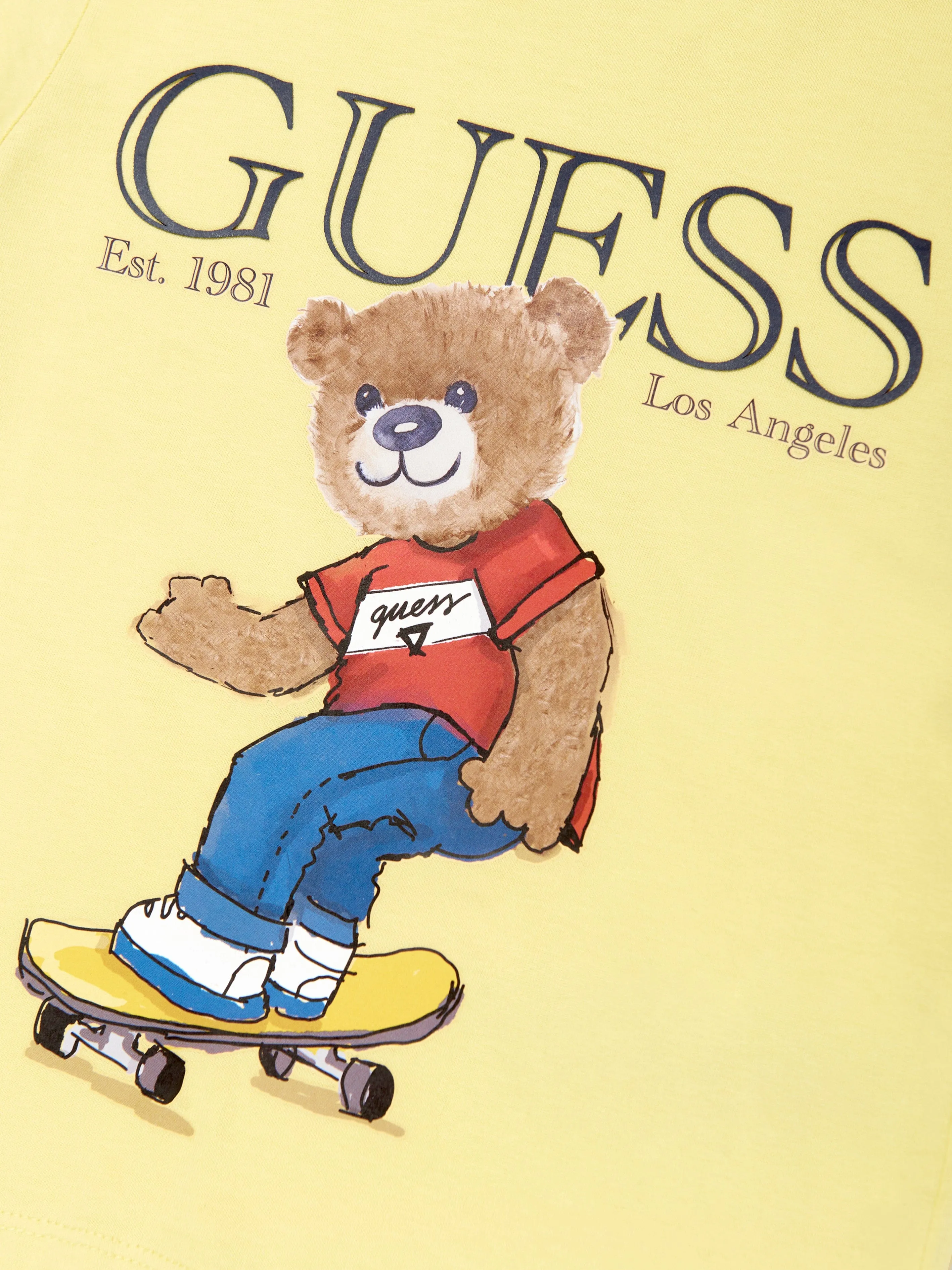Jungen Skateboard Bär T-Shirt in Gelb