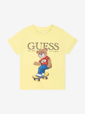 Jungen Skateboard Bär T-Shirt in Gelb