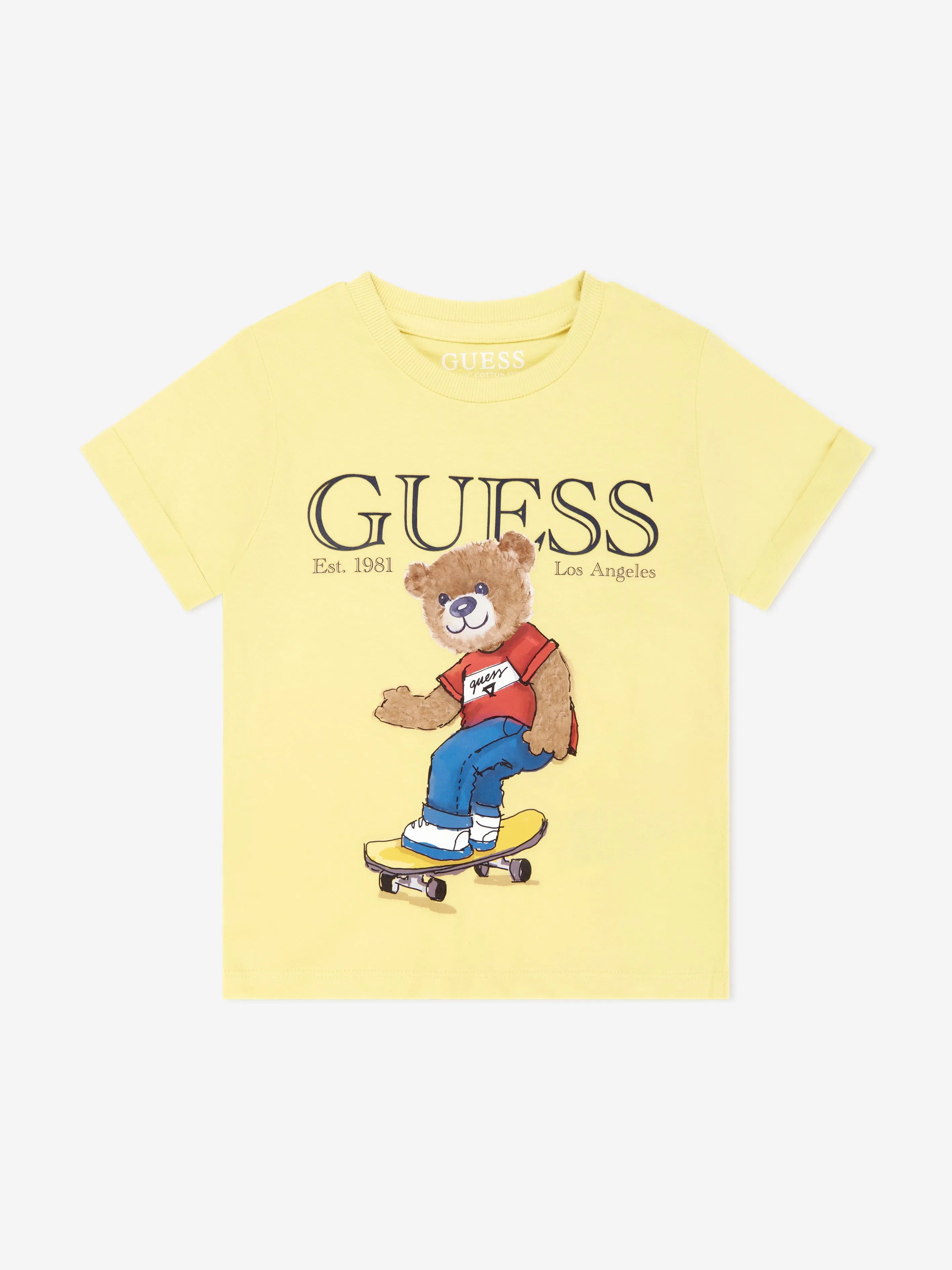 Jungen Skateboard Bär T-Shirt in Gelb