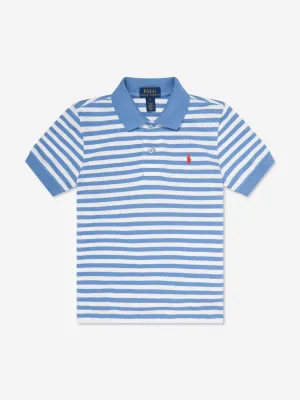 Gestreiftes Logo Polohemd für Jungen in Blau