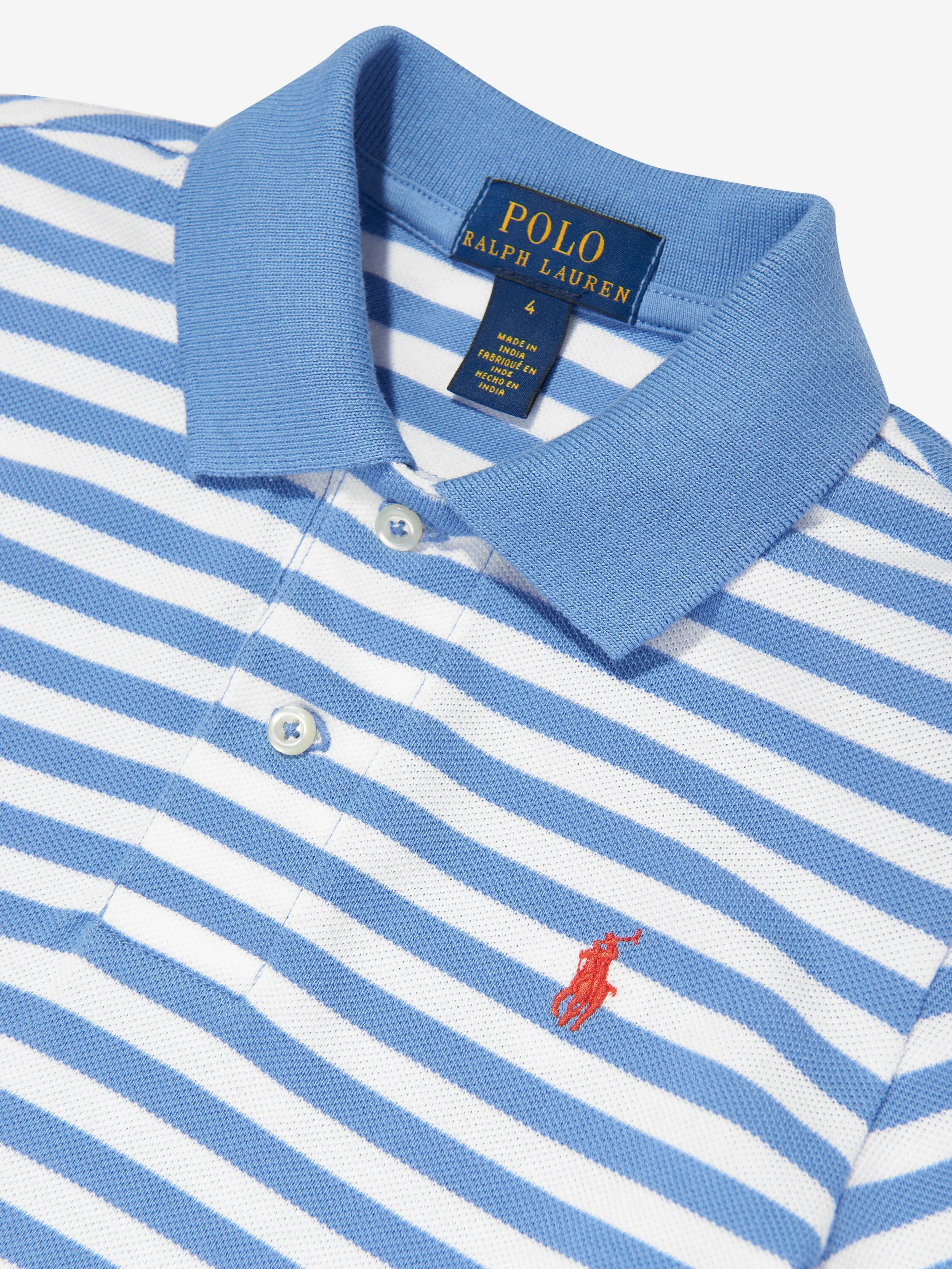 Gestreiftes Logo Polohemd für Jungen in Blau