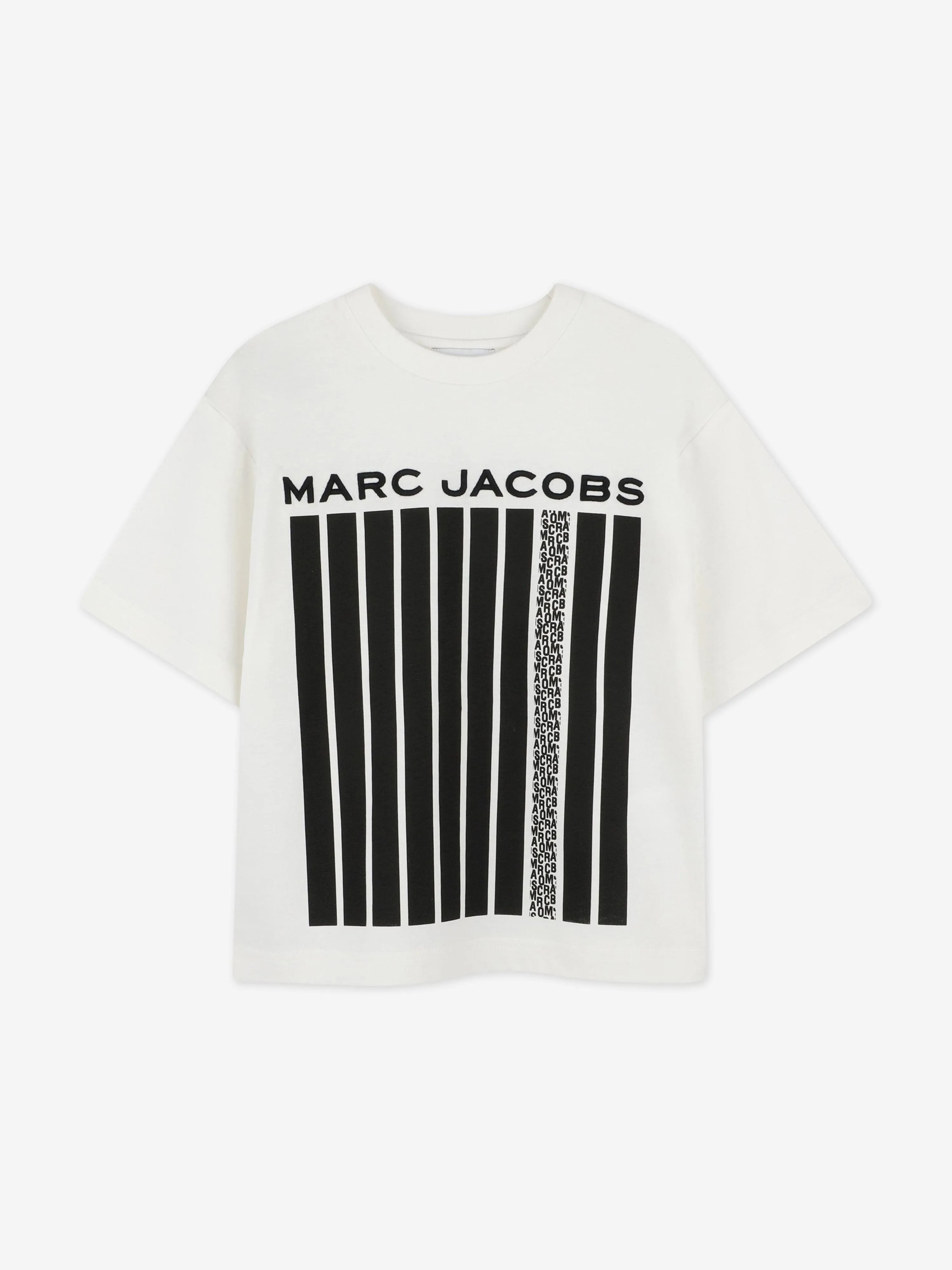 Jungen-Streifen-Logo-Print-T-Shirt in Elfenbein