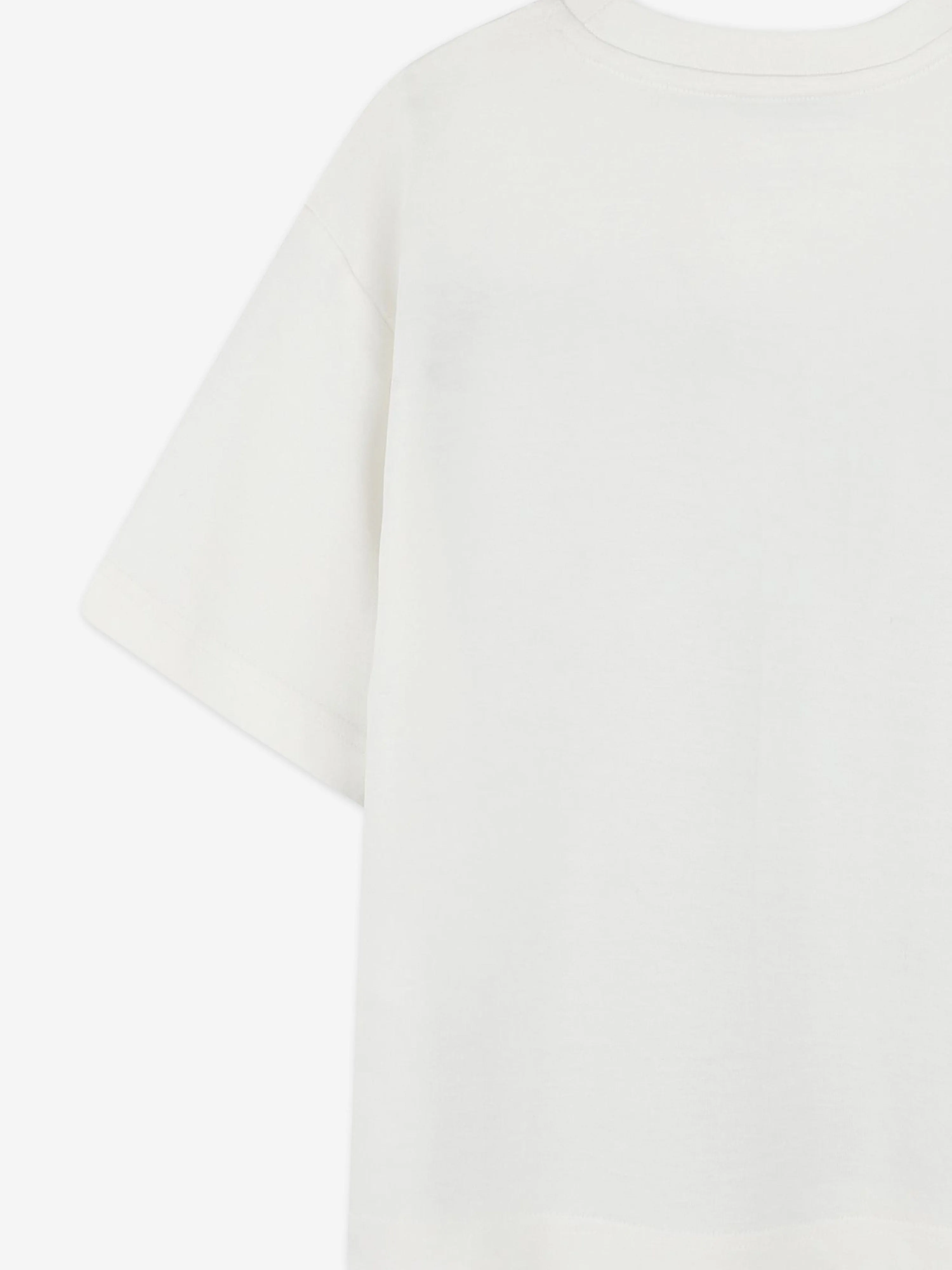 Jungen-Streifen-Logo-Print-T-Shirt in Elfenbein