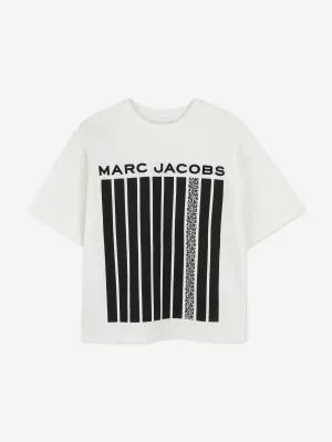 Jungen-Streifen-Logo-Print-T-Shirt in Elfenbein