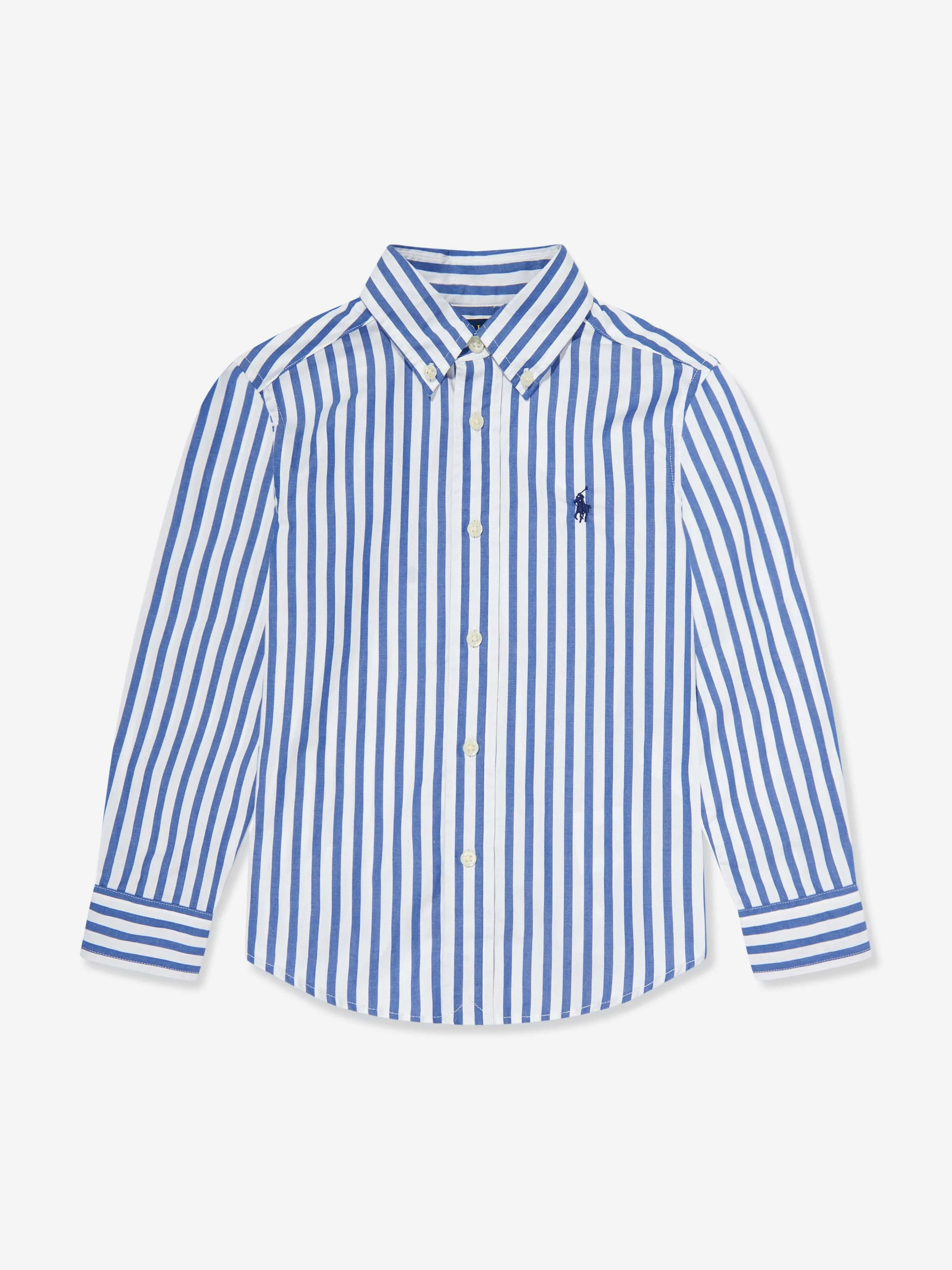 Jungen Gestreiftes Logo-Hemd in Blau