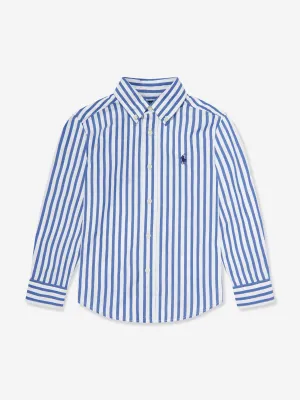 Jungen Gestreiftes Logo-Hemd in Blau