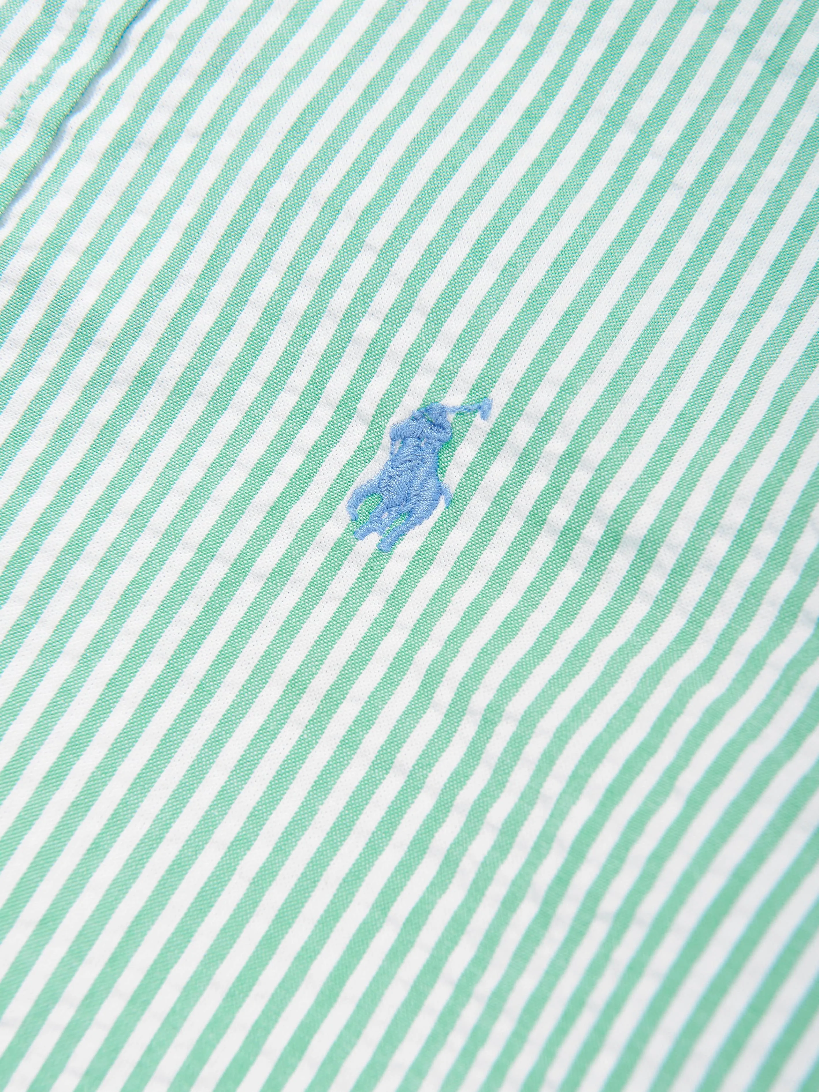Grünes gestreiftes Logo-Hemd für Jungen