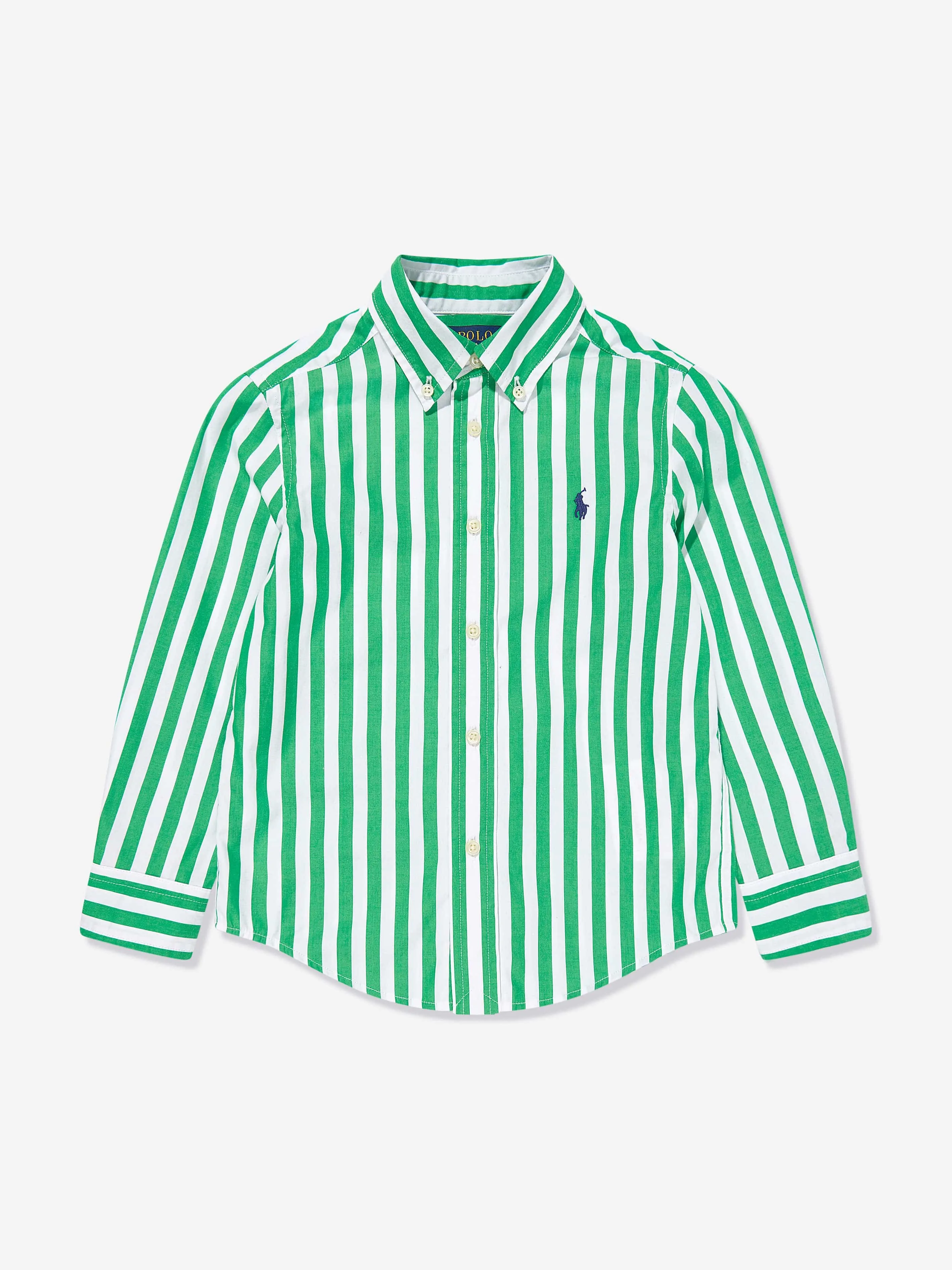 Grünes gestreiftes Logo-Hemd für Jungen