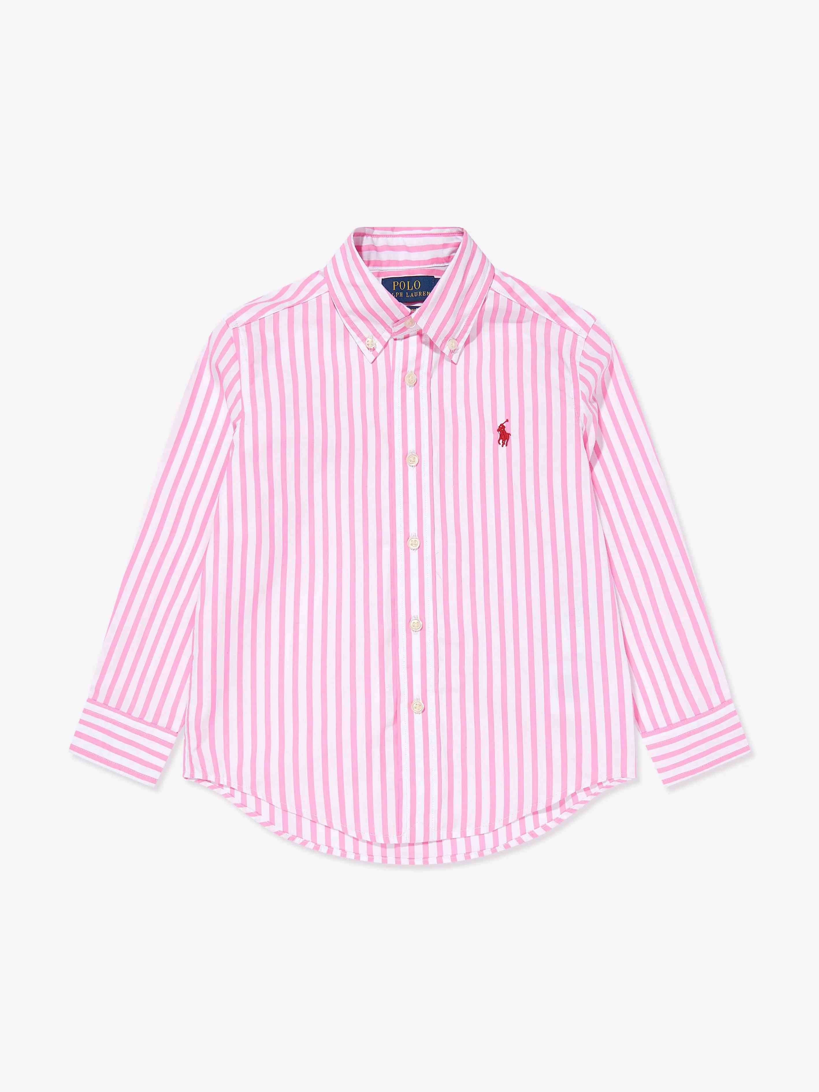 Gestreiftes Logo-Hemd für Jungen in Rosa