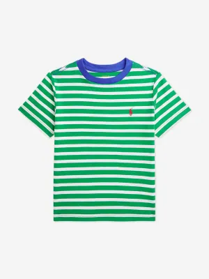Grünes gestreiftes Logo T-Shirt für Jungen