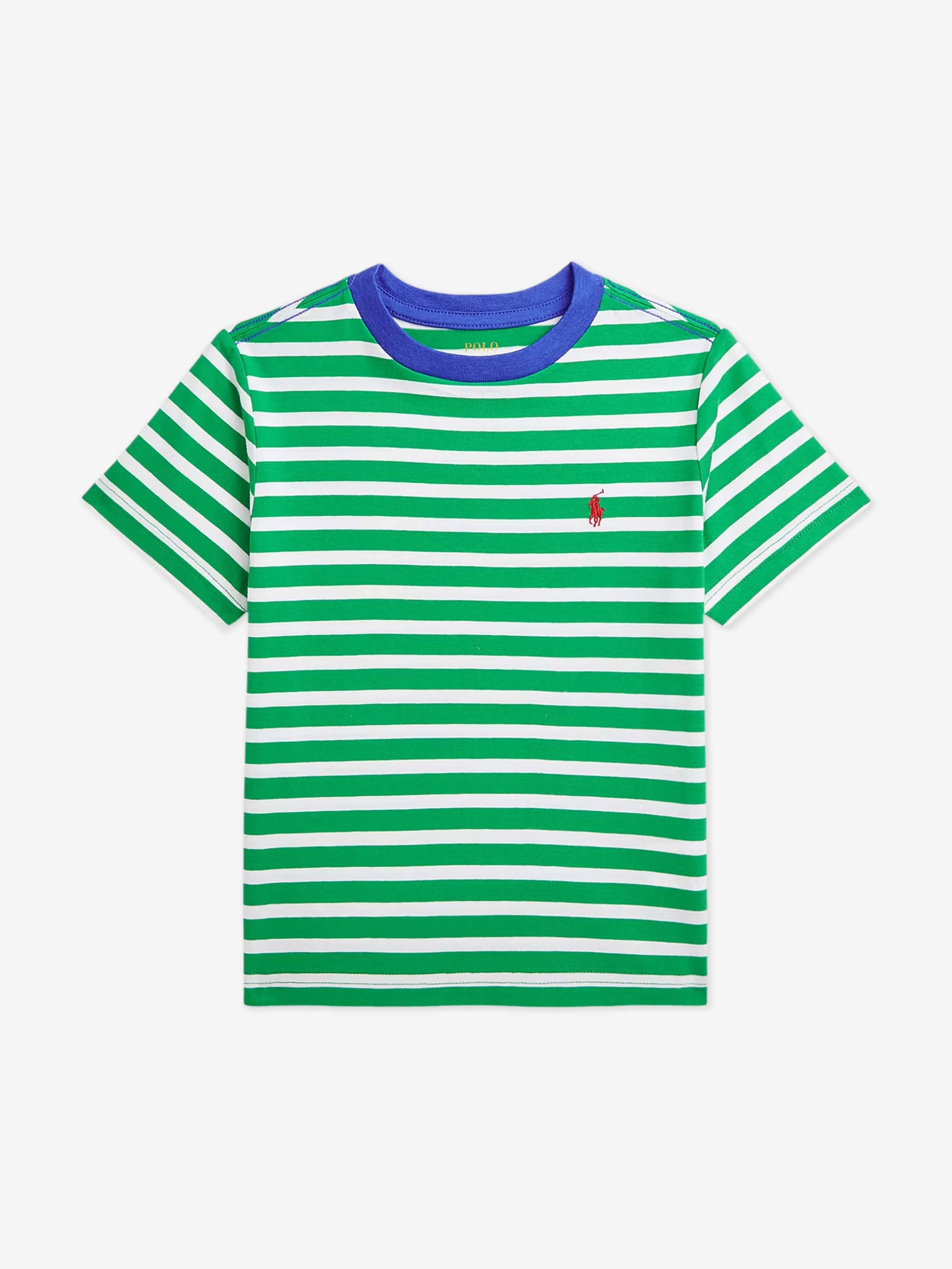 Grünes gestreiftes Logo T-Shirt für Jungen