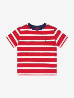 Jungen Gestreiftes Logo T-Shirt in Rot
