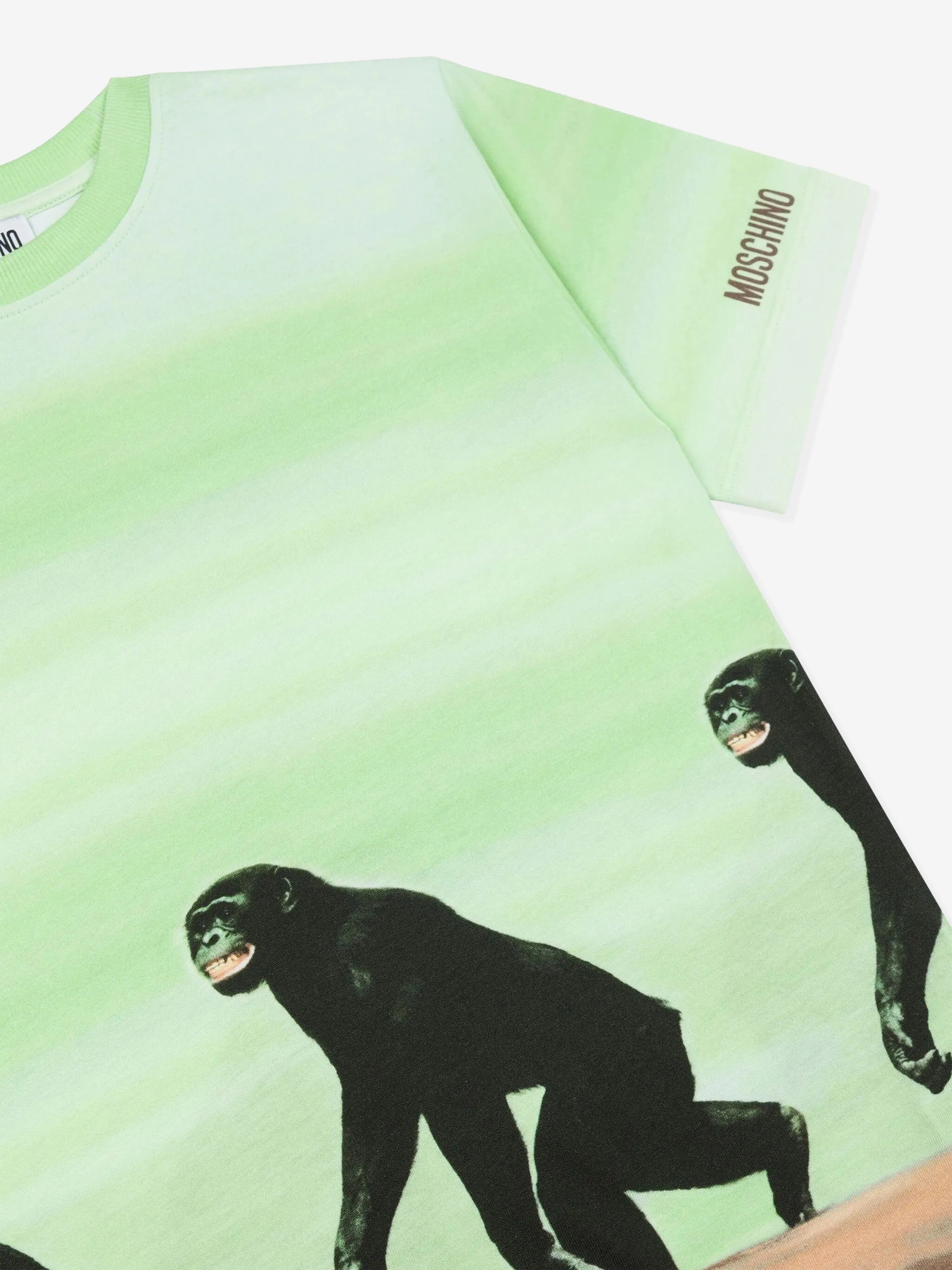 Grünes gestreiftes Affen-Print T-Shirt für Jungen
