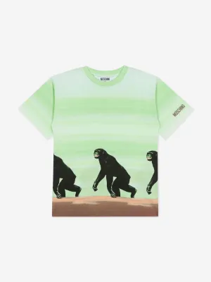 Grünes gestreiftes Affen-Print T-Shirt für Jungen