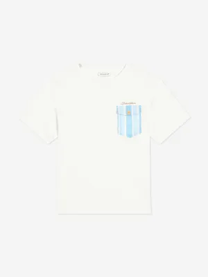 Jungen Gestreiftes T-Shirt mit Tasche in Weiß