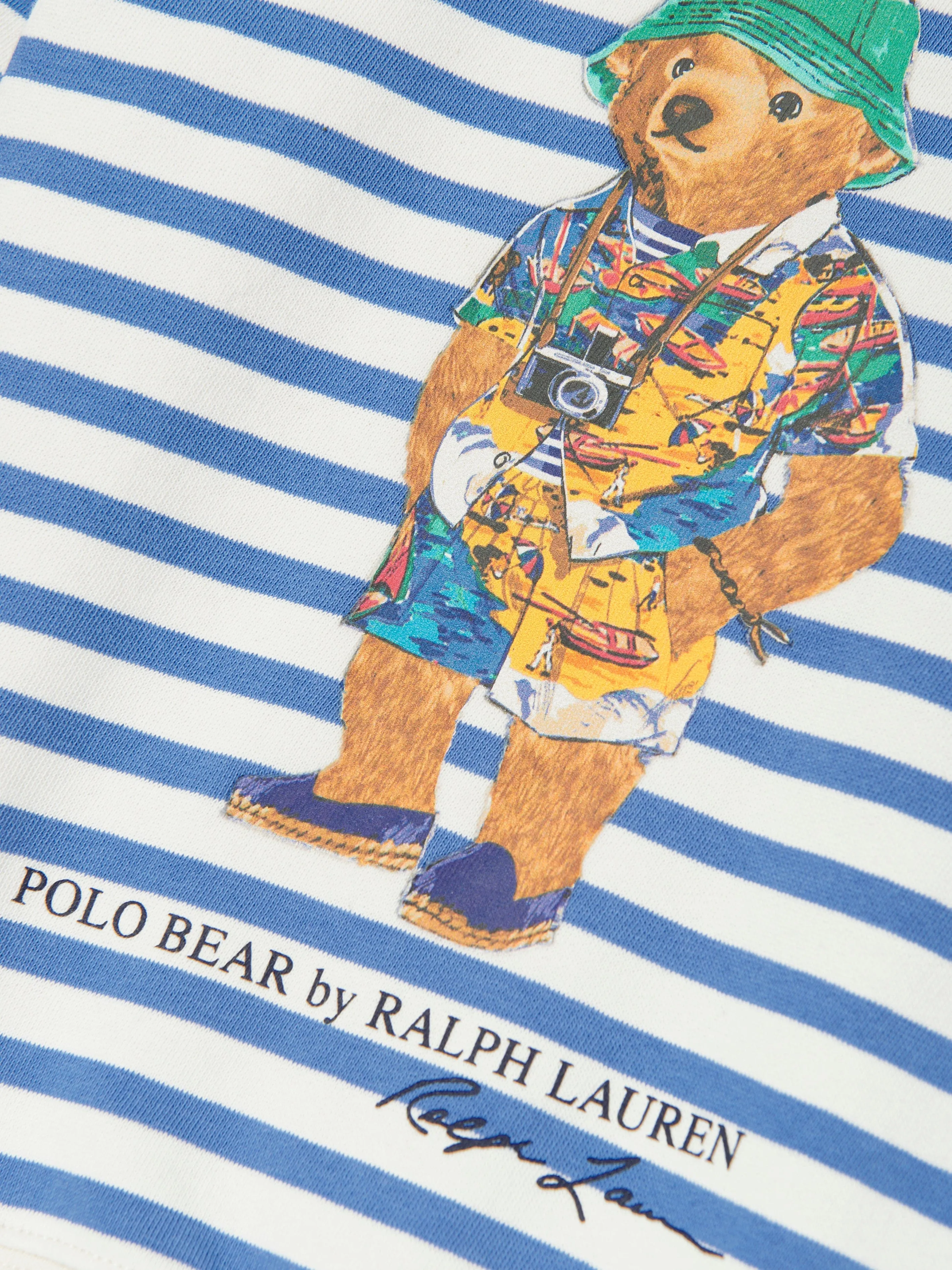 Jungen Gestreifter Polo-Bärenpullover in Weiß