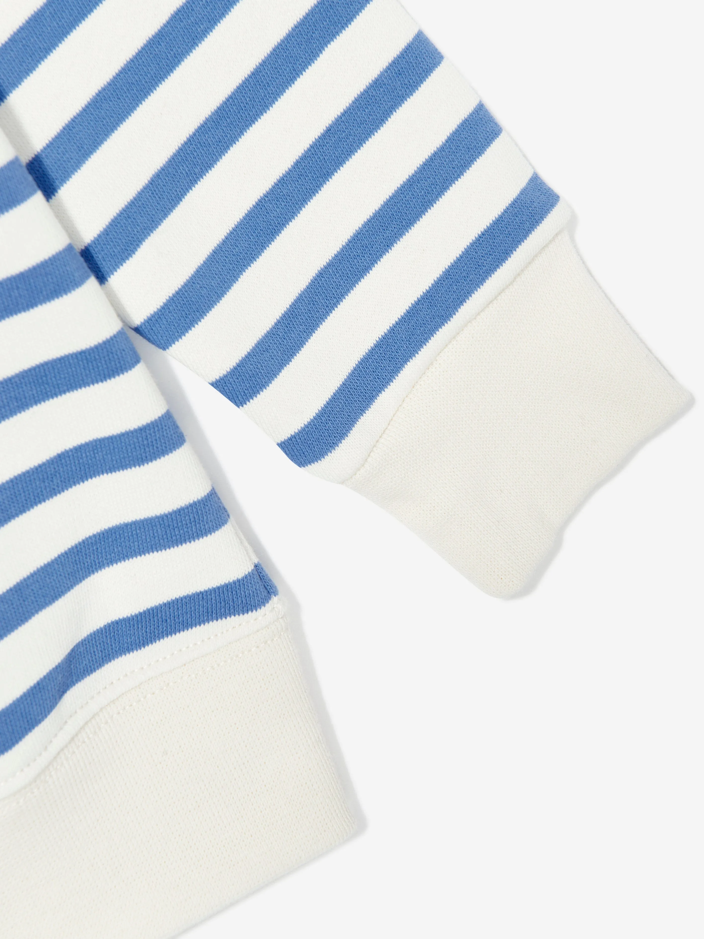 Jungen Gestreifter Polo-Bärenpullover in Weiß