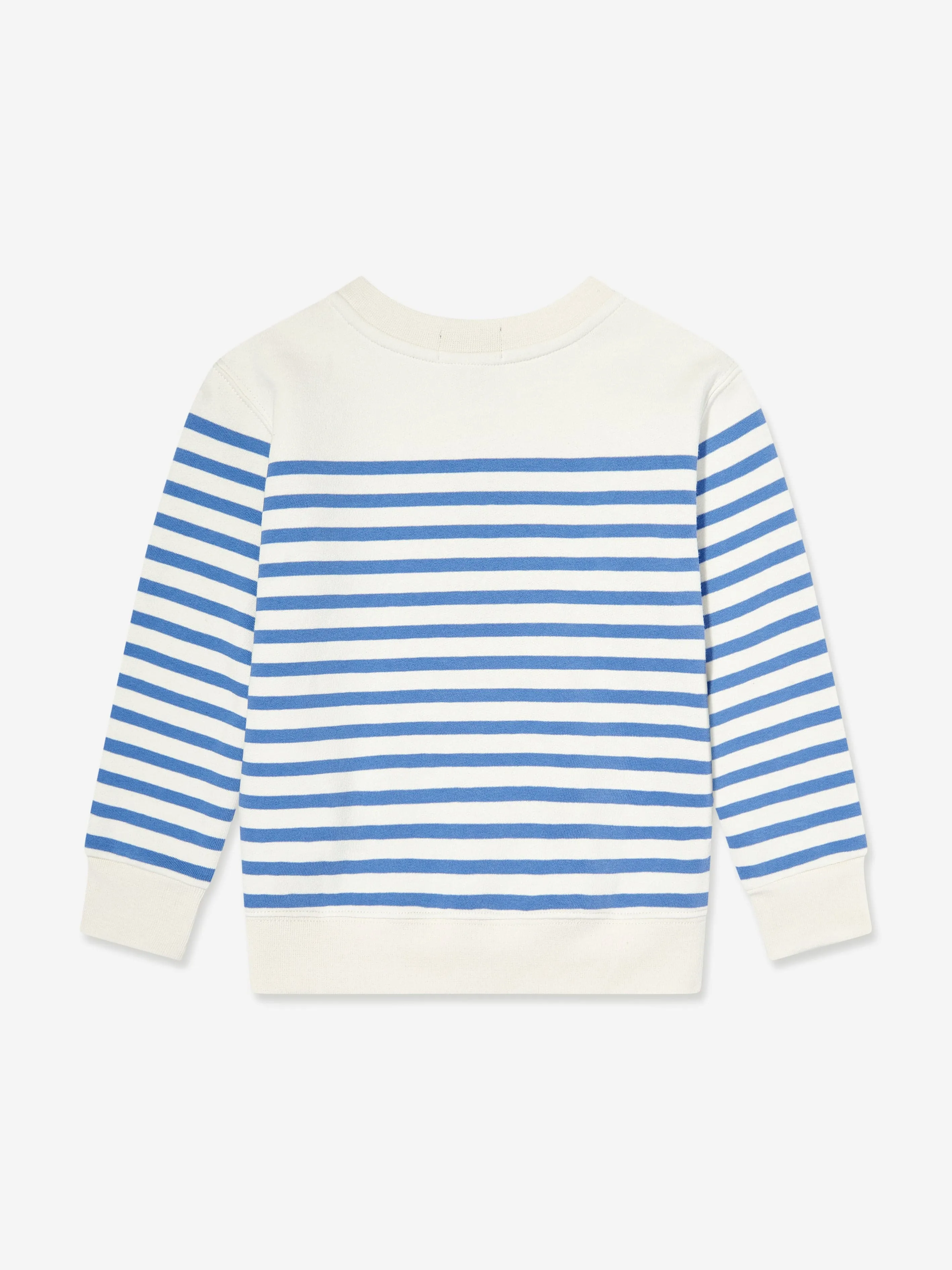 Jungen Gestreifter Polo-Bärenpullover in Weiß