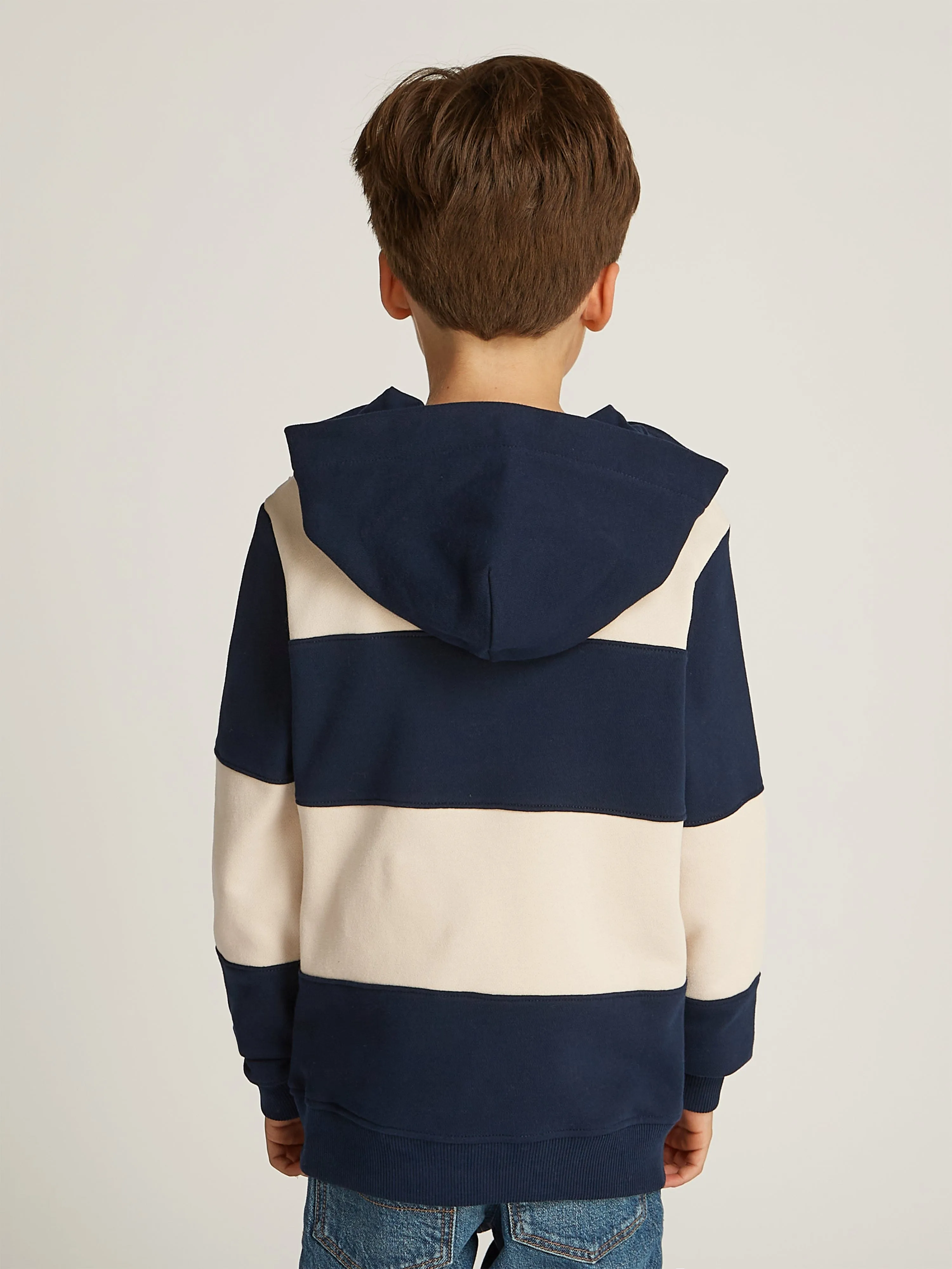 Jungen Gestreifte Normale Kapuzenjacke in Mehrfarben