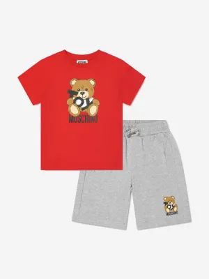 Jungen Teddybär Kurzarm-Set in Rot