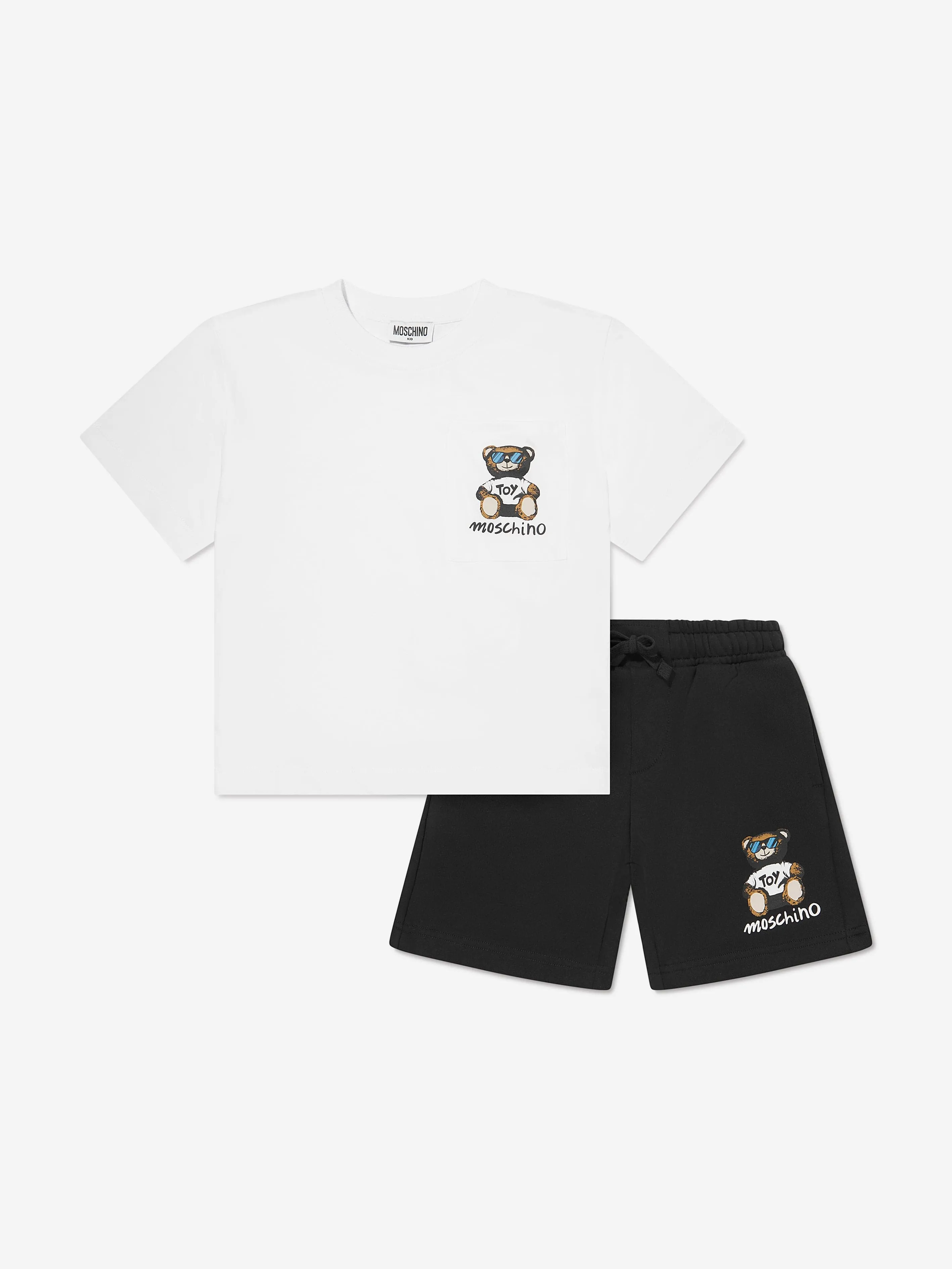 Jungen Teddybär Kurzarm-Set in Weiß
