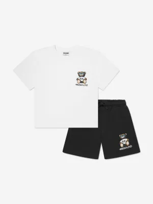 Jungen Teddybär Kurzarm-Set in Weiß