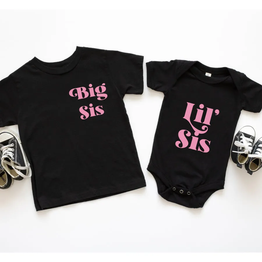Breeze Big Sis & Lil' Sis T-Shirt & Bodysuits- Black/Pink girls dresses outlet